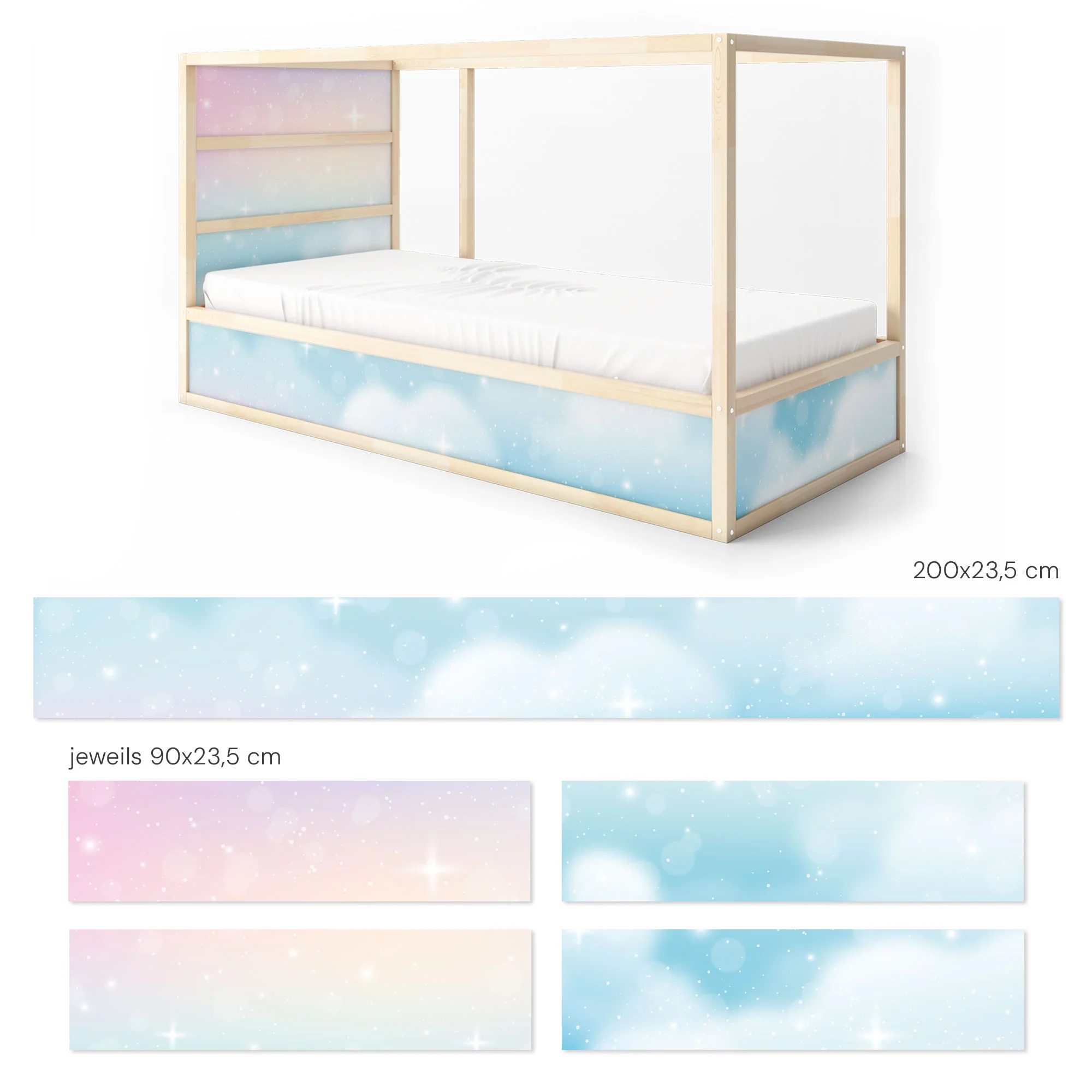 Bett­aufkleber Set für IKEA Kura - Pastell Himmel - Image 9