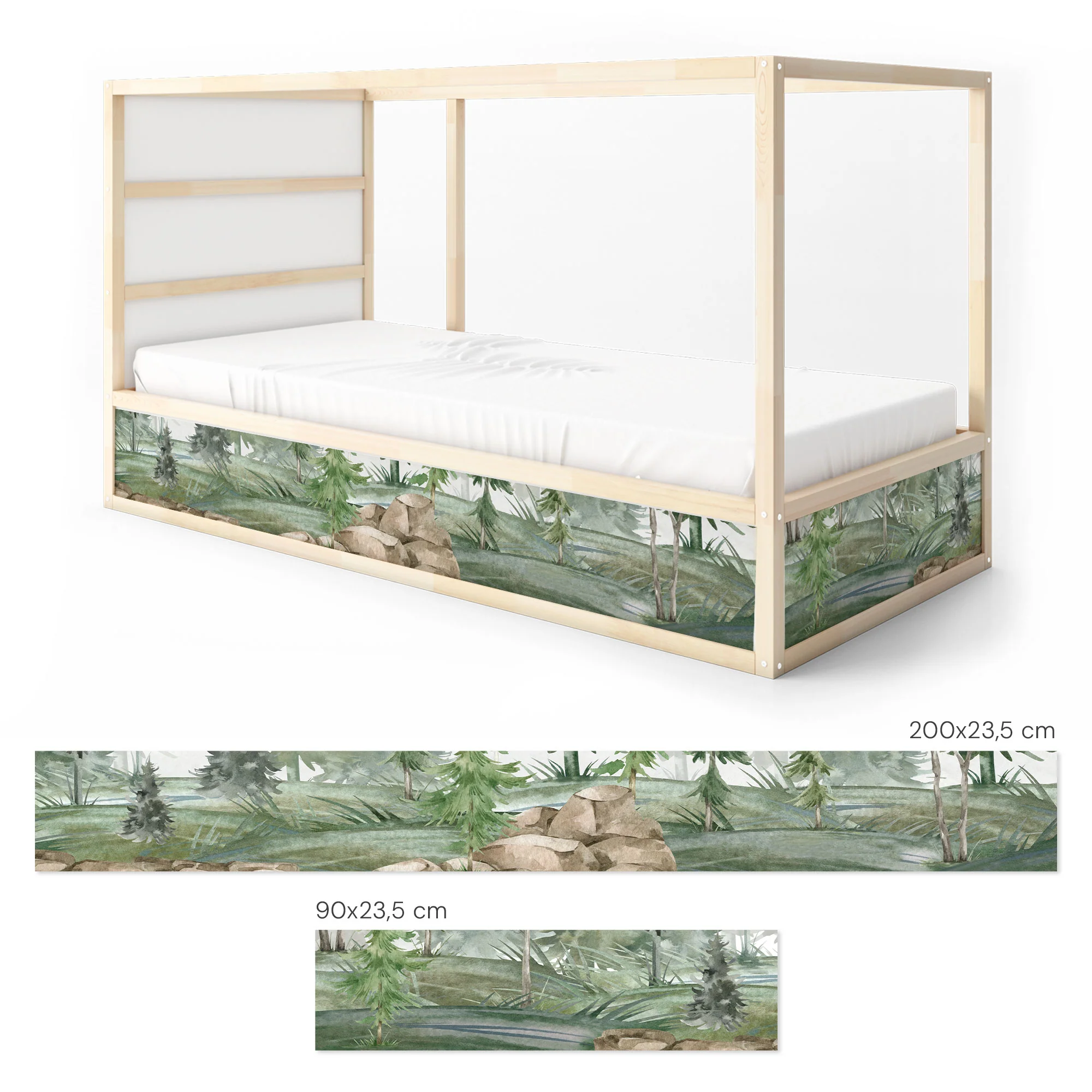Bett­aufkleber Set für IKEA Kura - Tannenwald Aquarell - Image 7