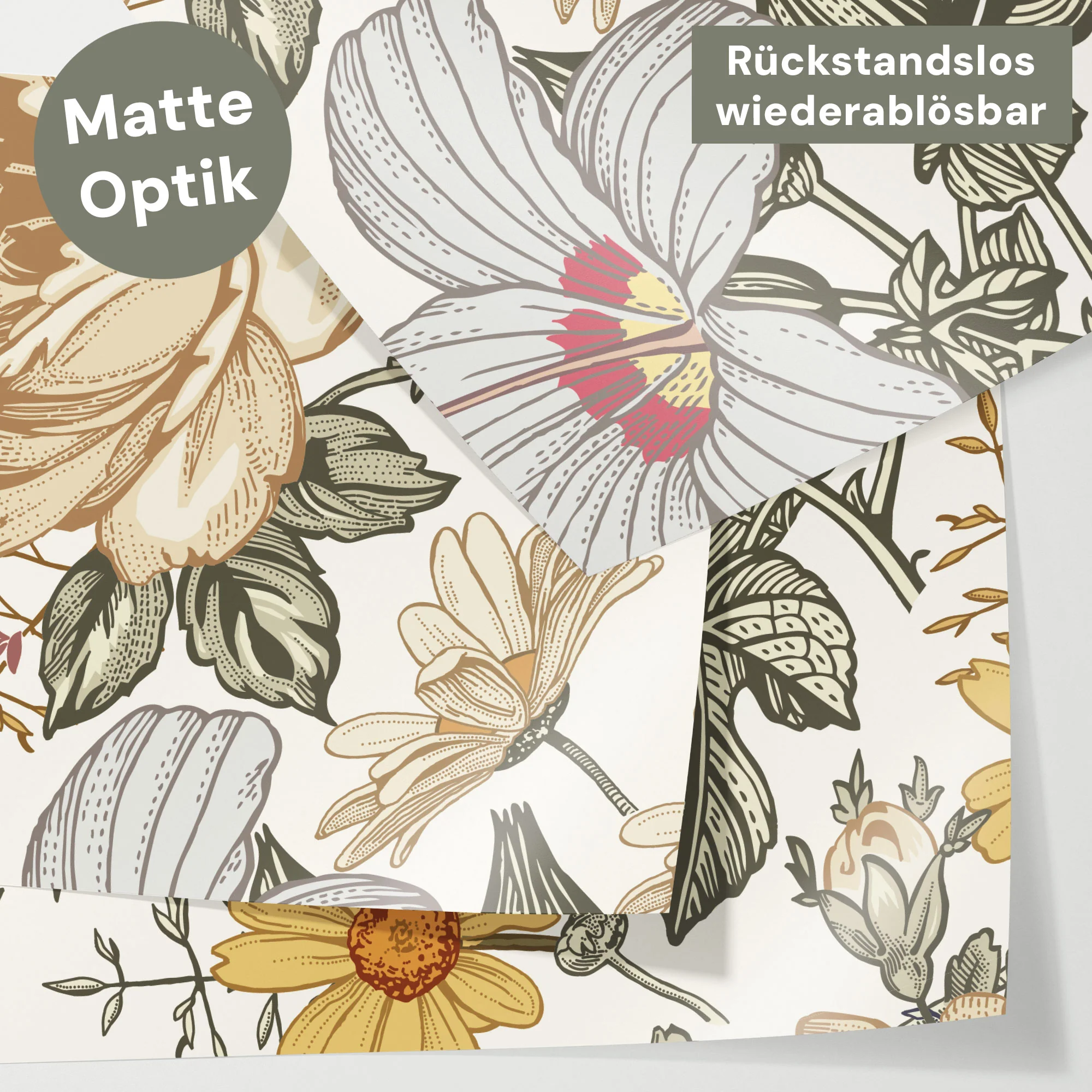 Bett­aufkleber Set für IKEA Kura - Vintage Blumen - Image 4