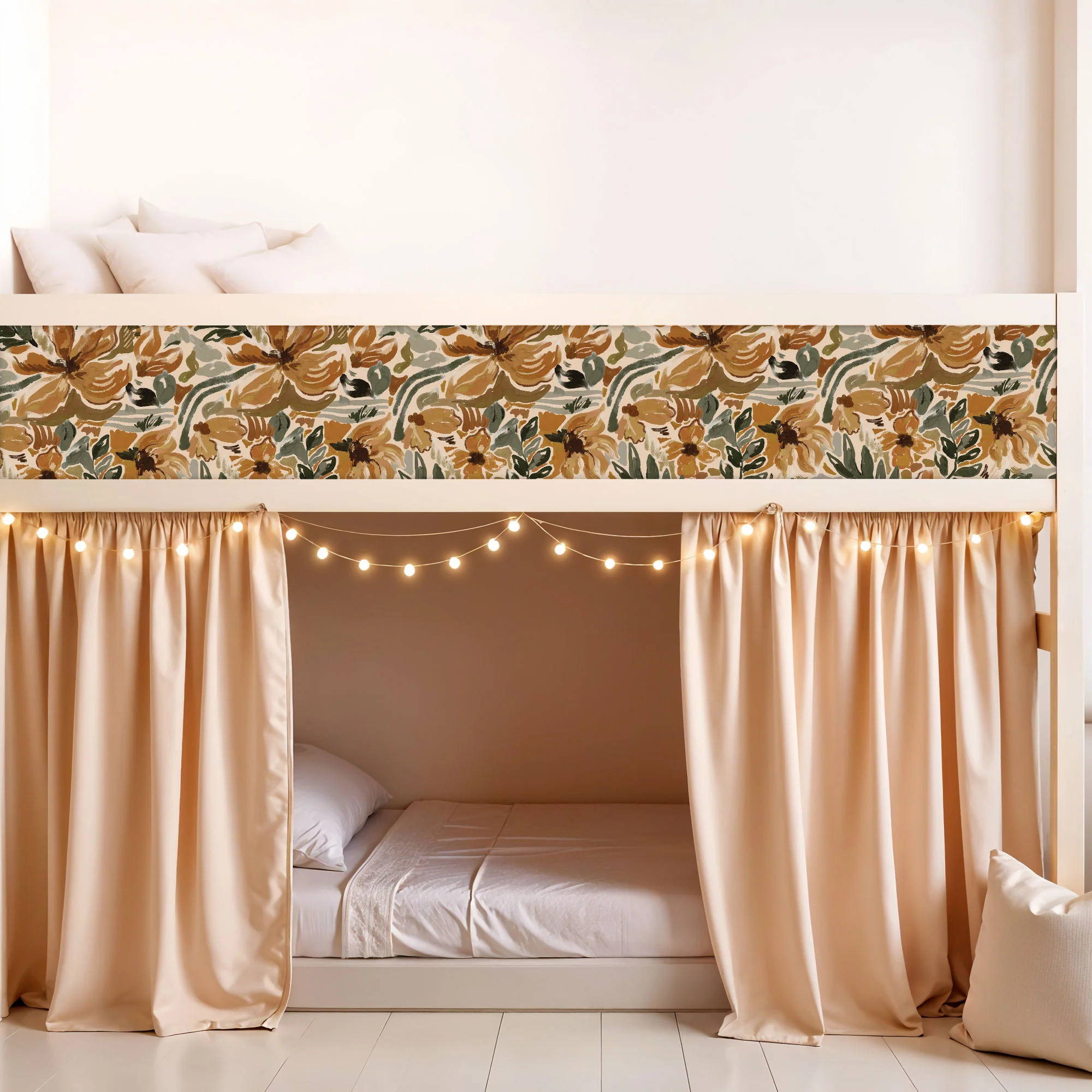 Bett­aufkleber Set für IKEA Kura - Vintage Blütenmalerei - Image 3