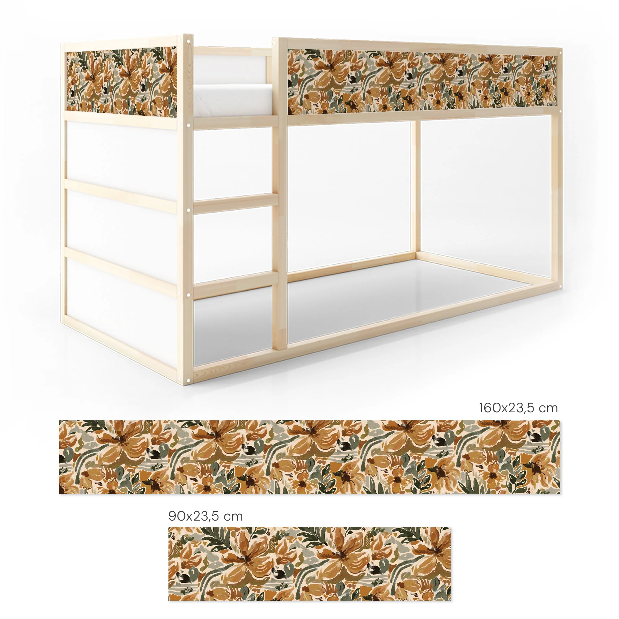 Bett­aufkleber Set für IKEA Kura - Vintage Blütenmalerei - Image 6