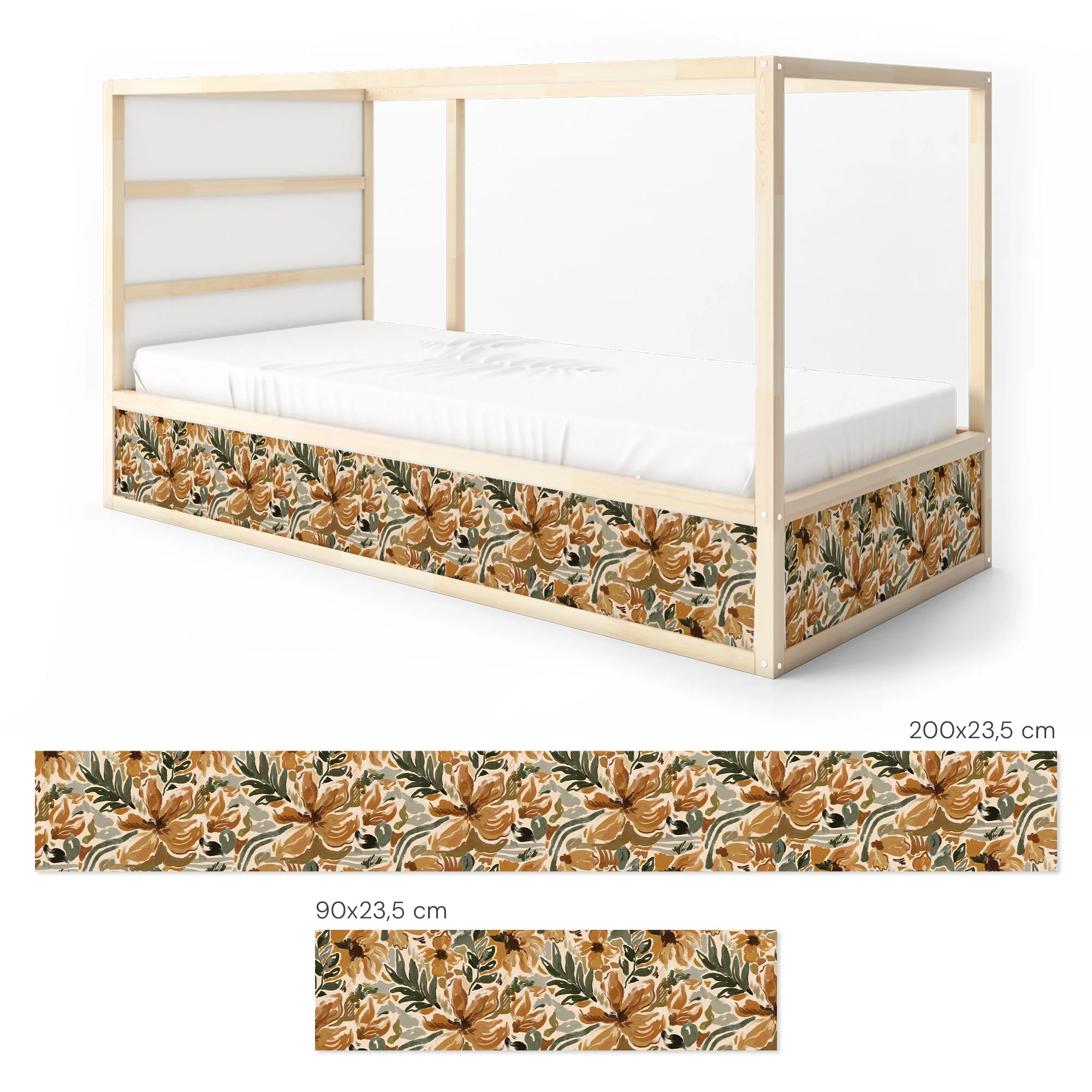 Bett­aufkleber Set für IKEA Kura - Vintage Blütenmalerei - Image 7