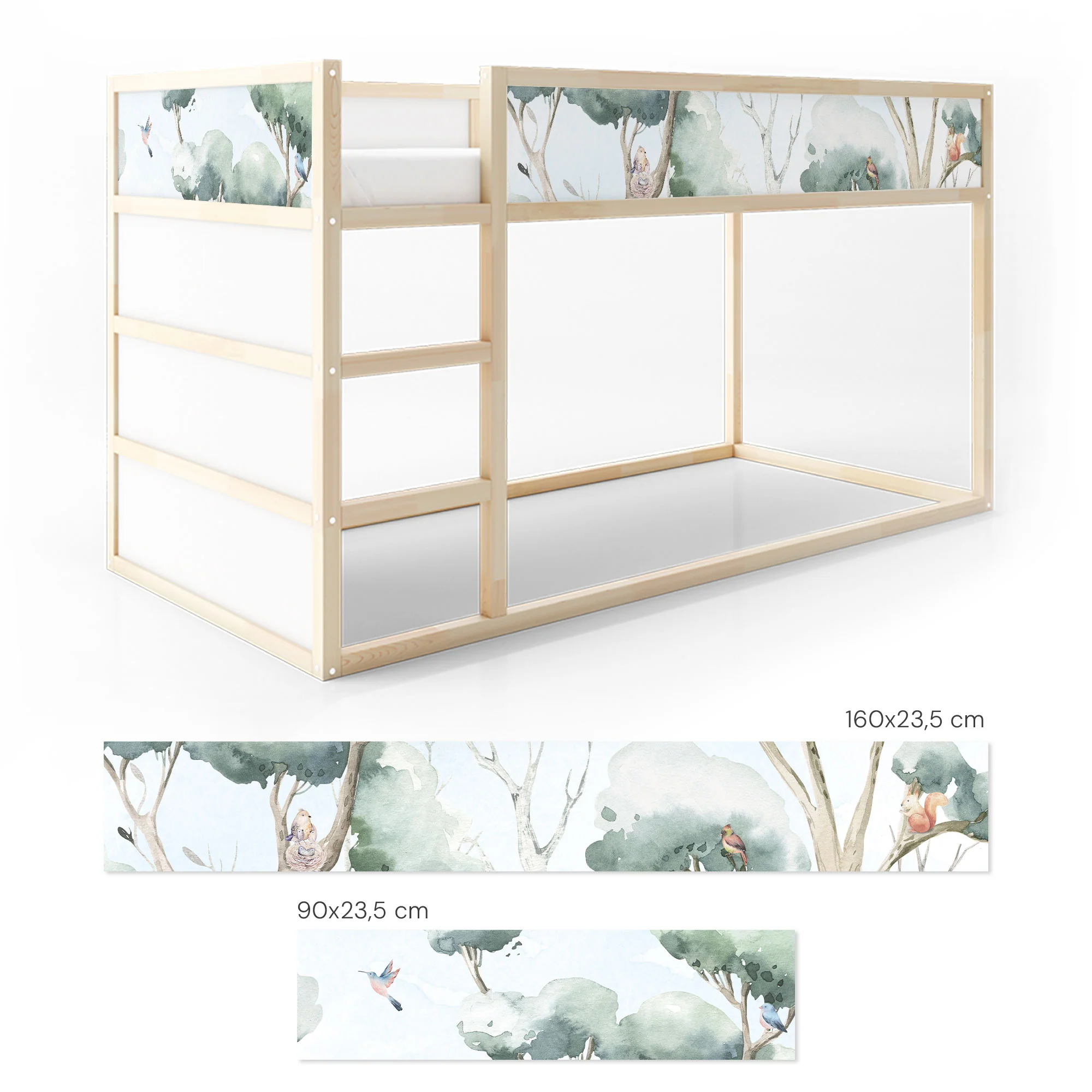 Bett­aufkleber Set für IKEA Kura - Waldtiere Landschaft - Image 5