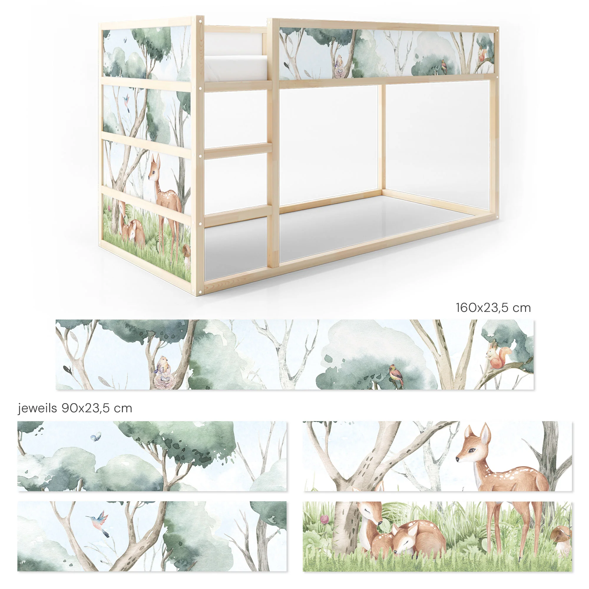 Bett­aufkleber Set für IKEA Kura - Waldtiere Landschaft - Image 6