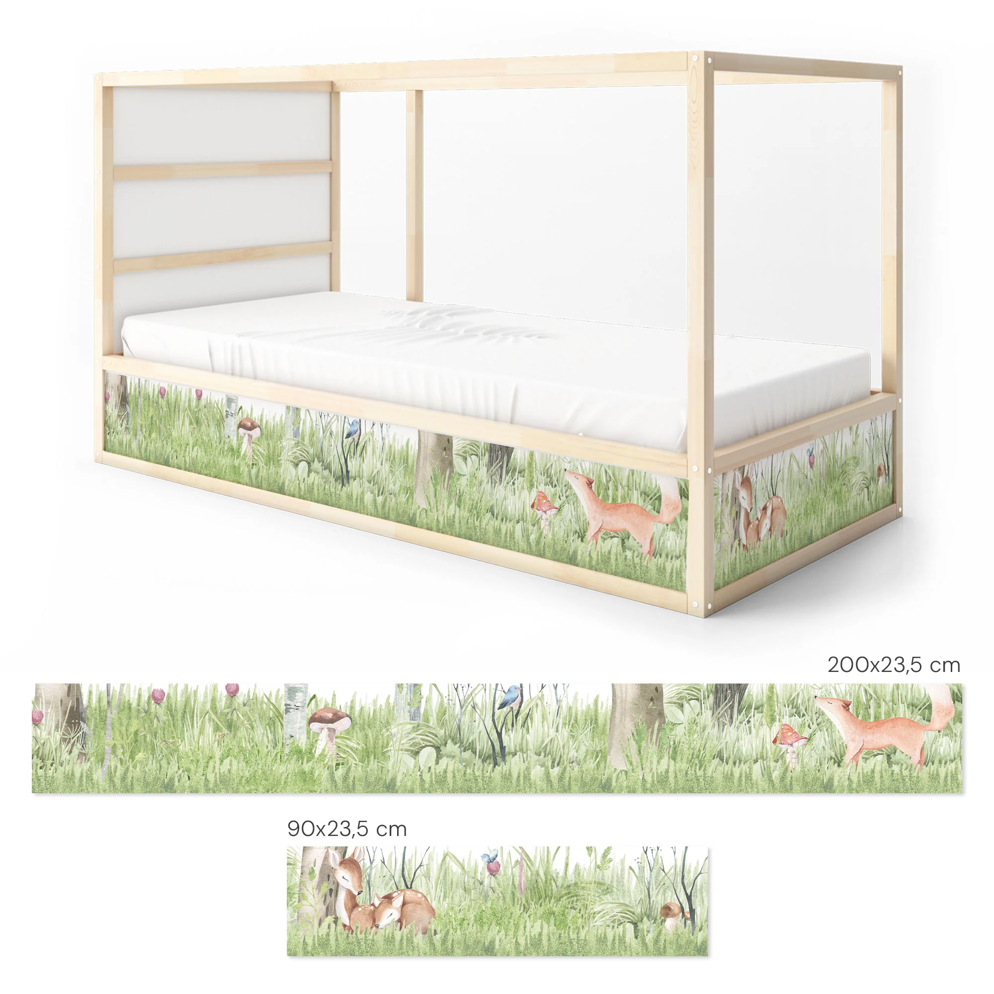 Bett­aufkleber Set für IKEA Kura - Waldtiere Landschaft - Image 7