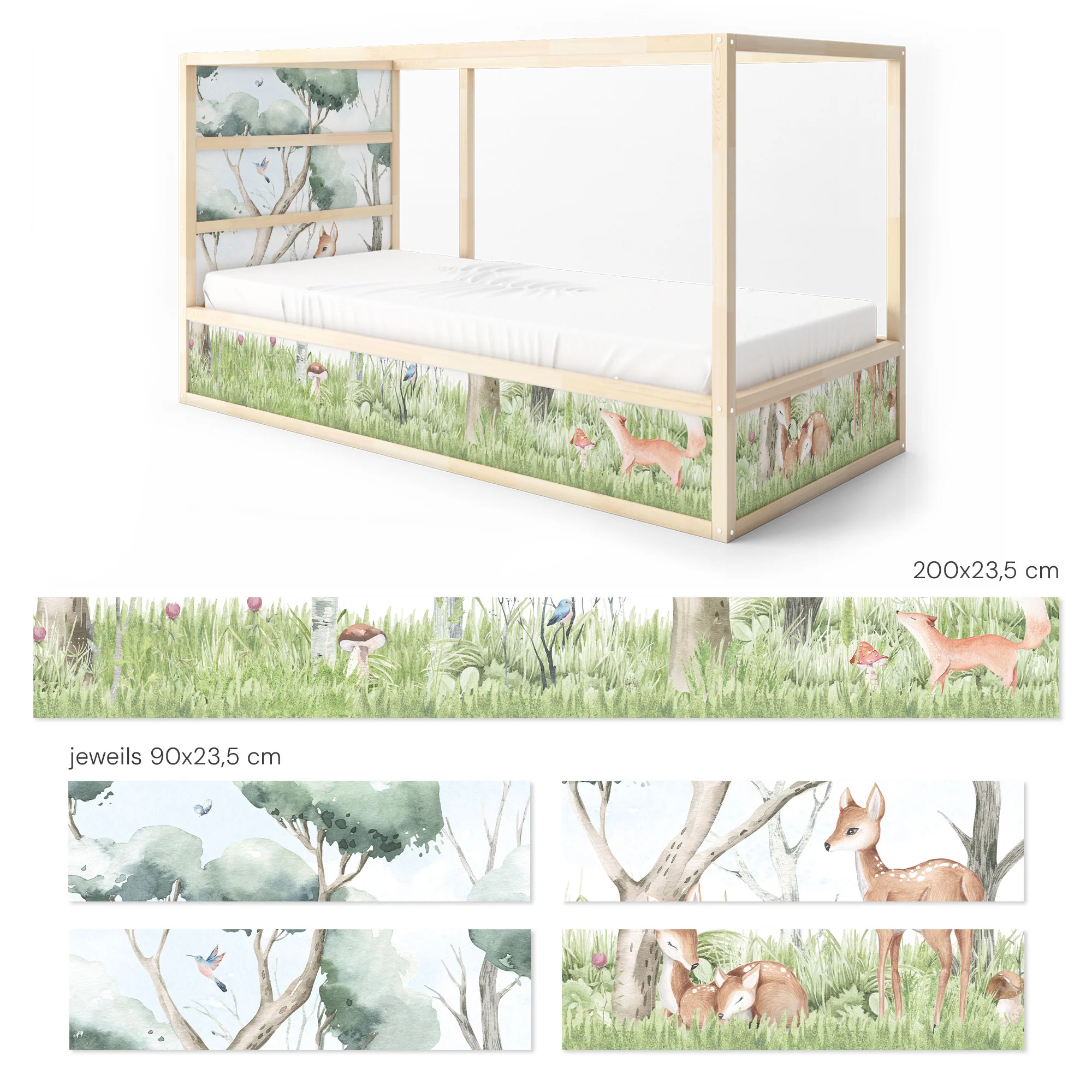 Bett­aufkleber Set für IKEA Kura - Waldtiere Landschaft - Image 8