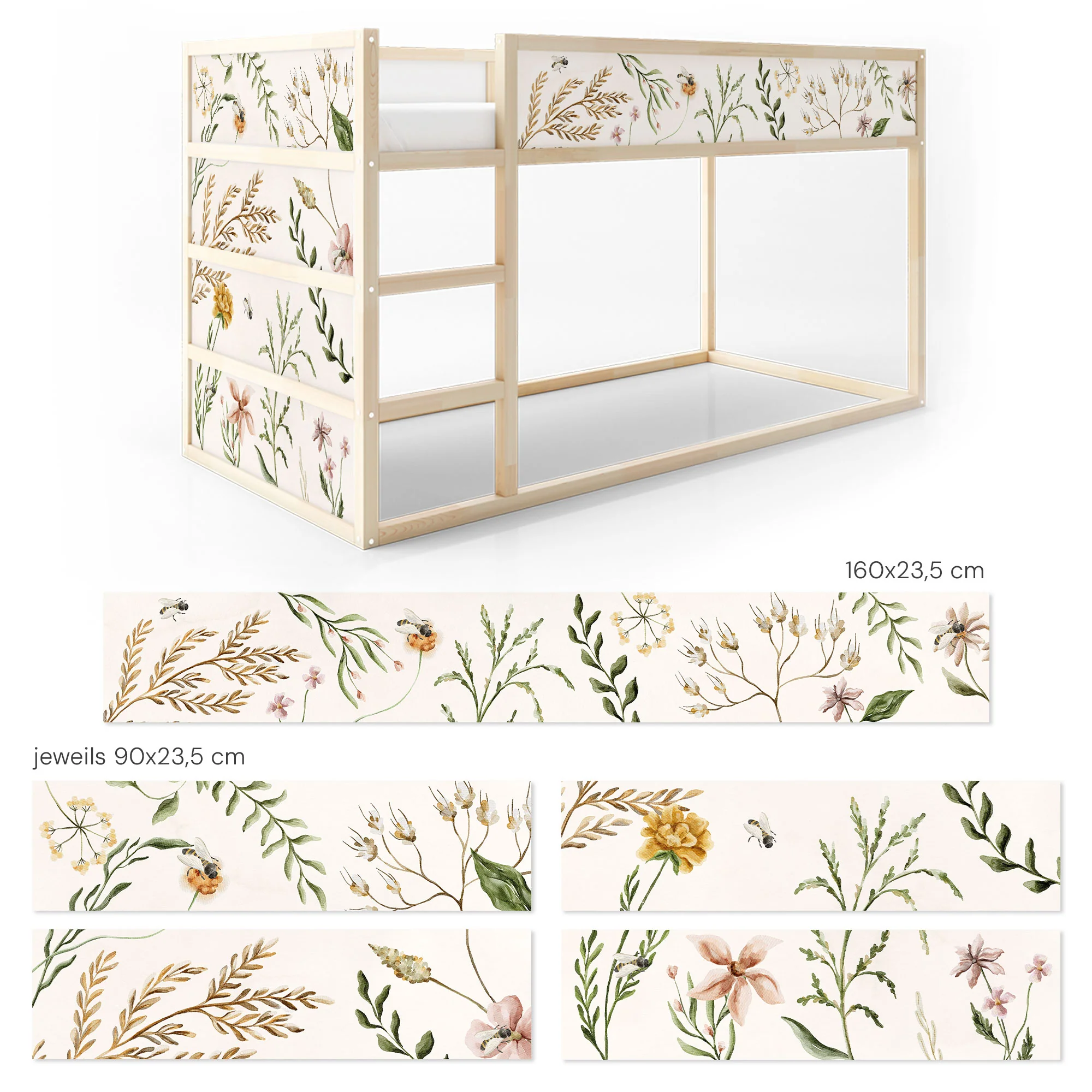Bett­aufkleber Set für IKEA Kura - Wildflower - Image 8