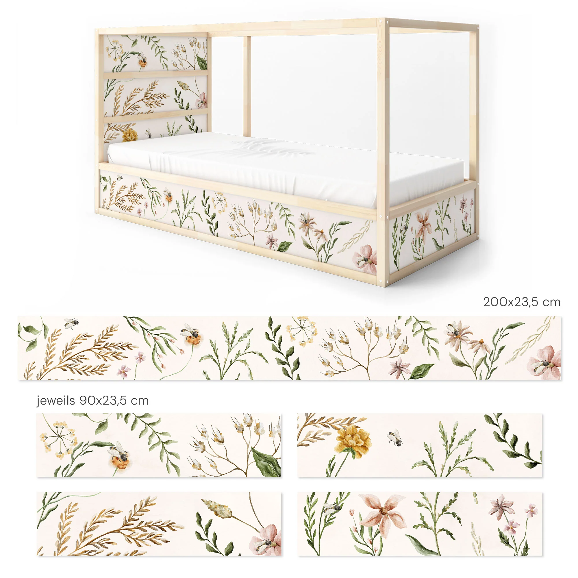 Bett­aufkleber Set für IKEA Kura - Wildflower - Image 9