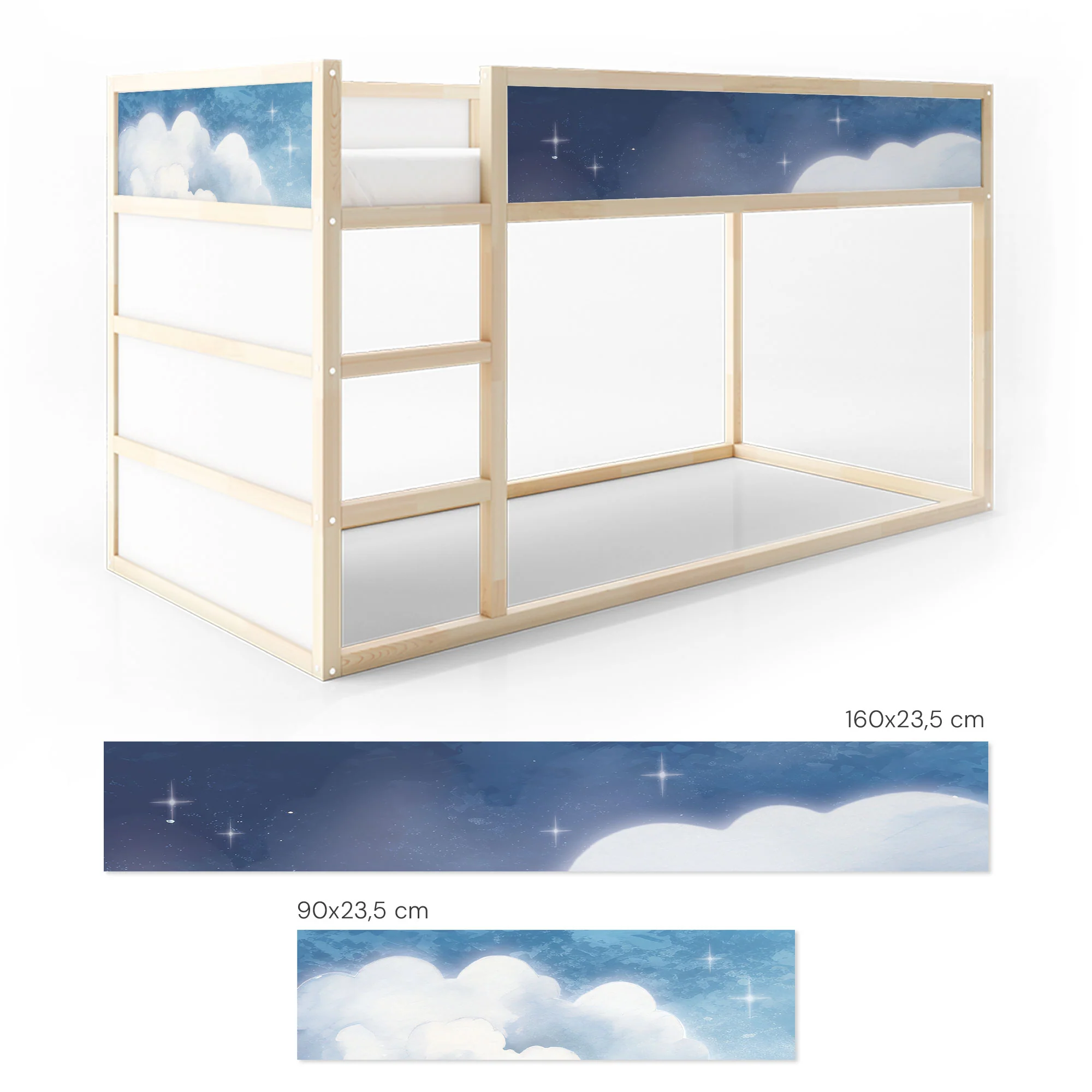 Bett­aufkleber Set für IKEA Kura - Wolkenhimmel - Image 5