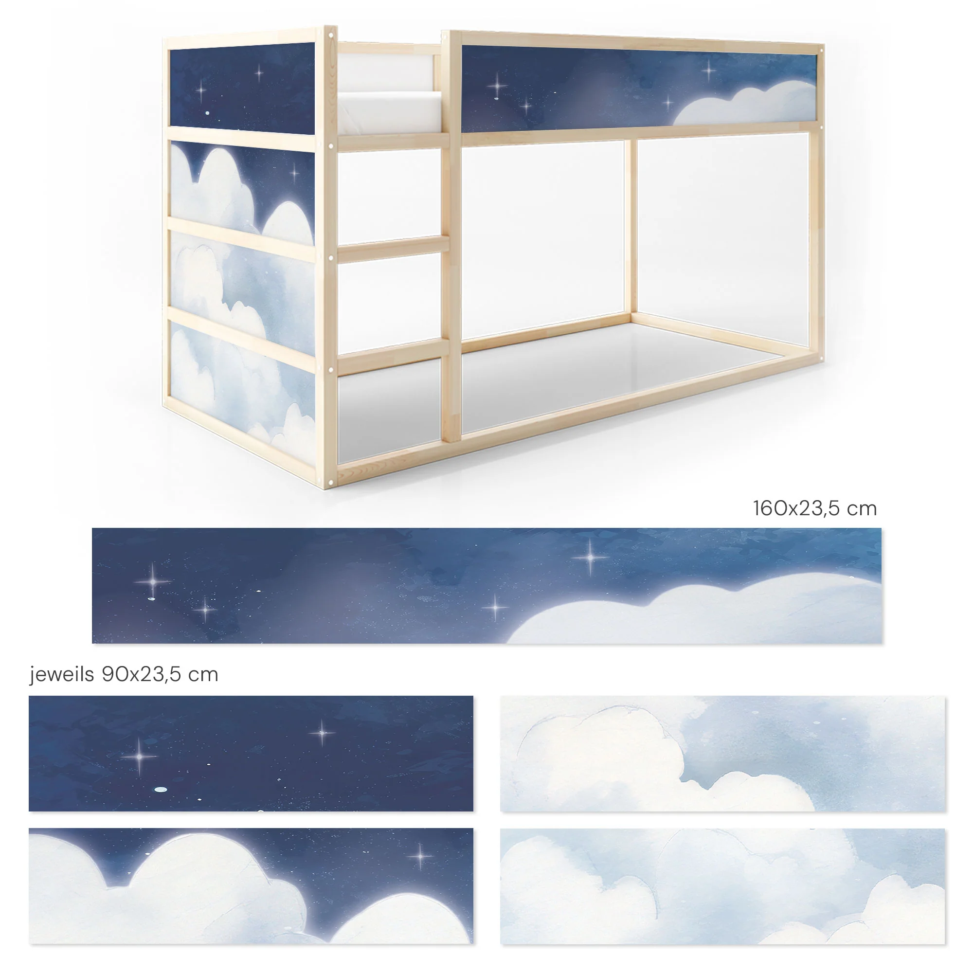 Bett­aufkleber Set für IKEA Kura - Wolkenhimmel - Image 6