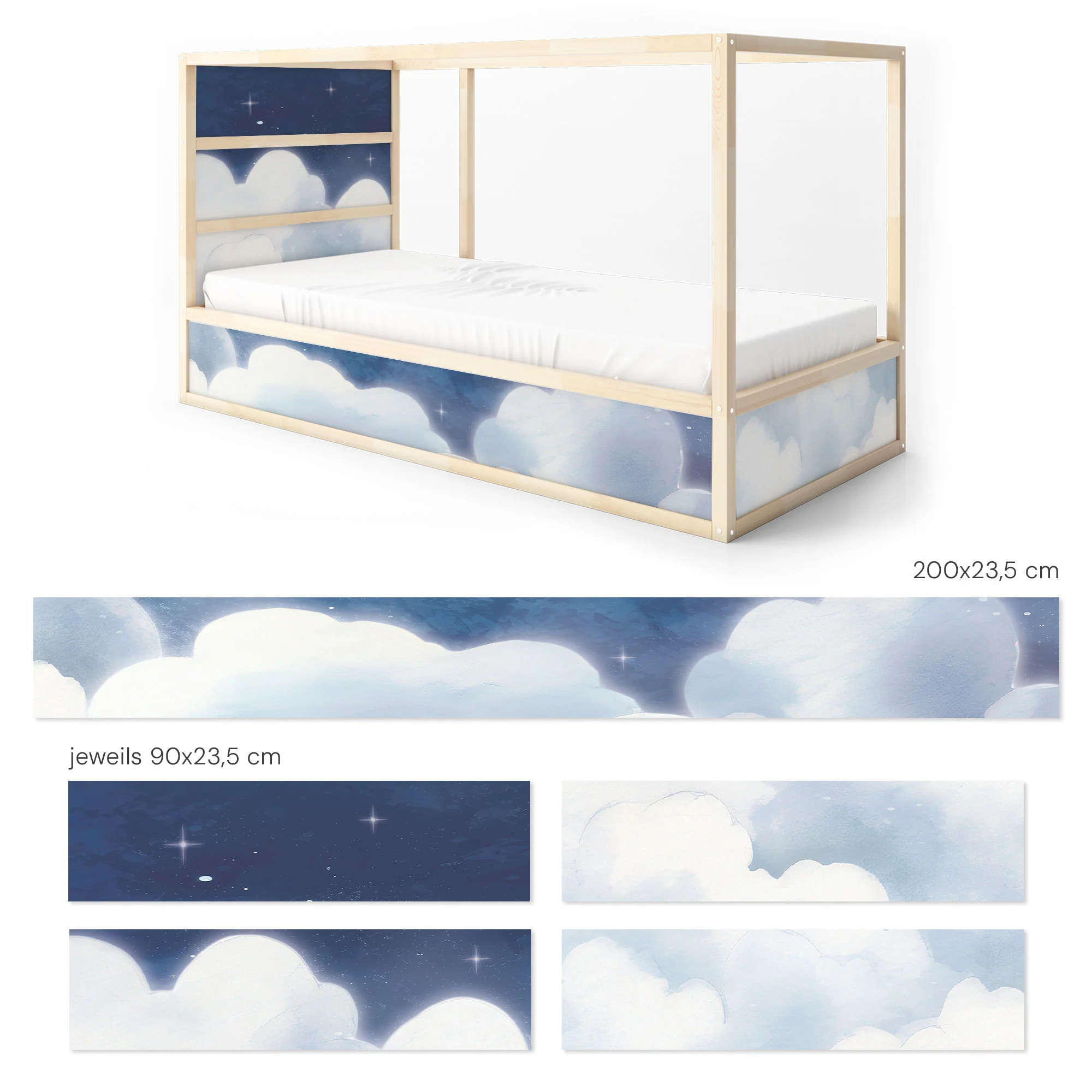 Bett­aufkleber Set für IKEA Kura - Wolkenhimmel - Image 8