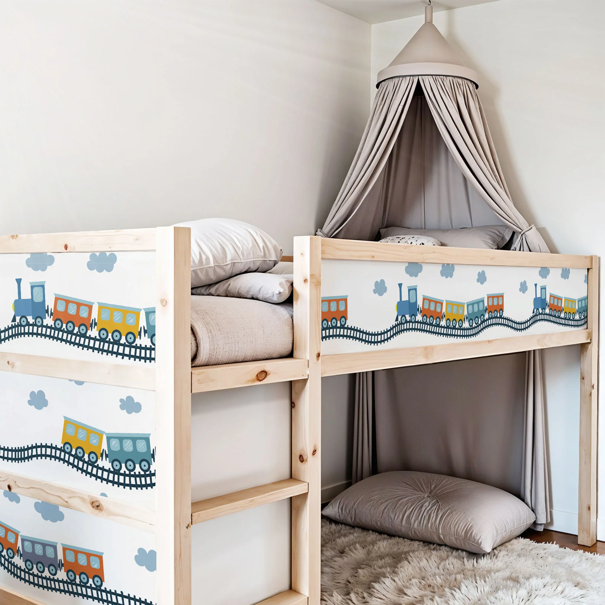 Bett­aufkleber Set für IKEA Kura - Züge - Image 3