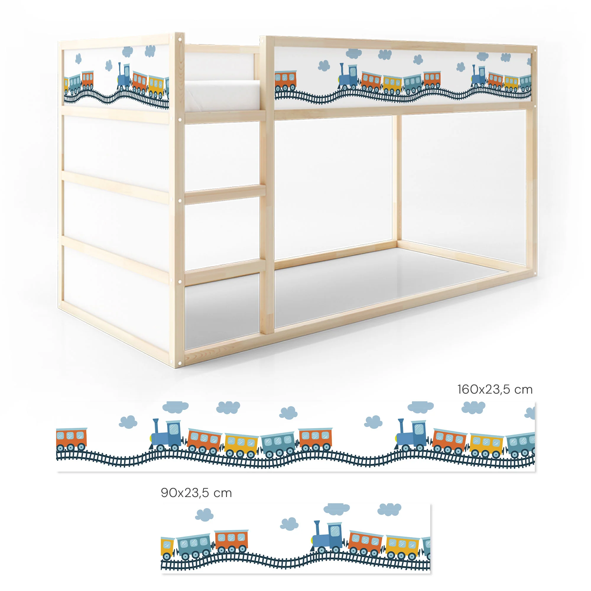 Bett­aufkleber Set für IKEA Kura - Züge - Image 6