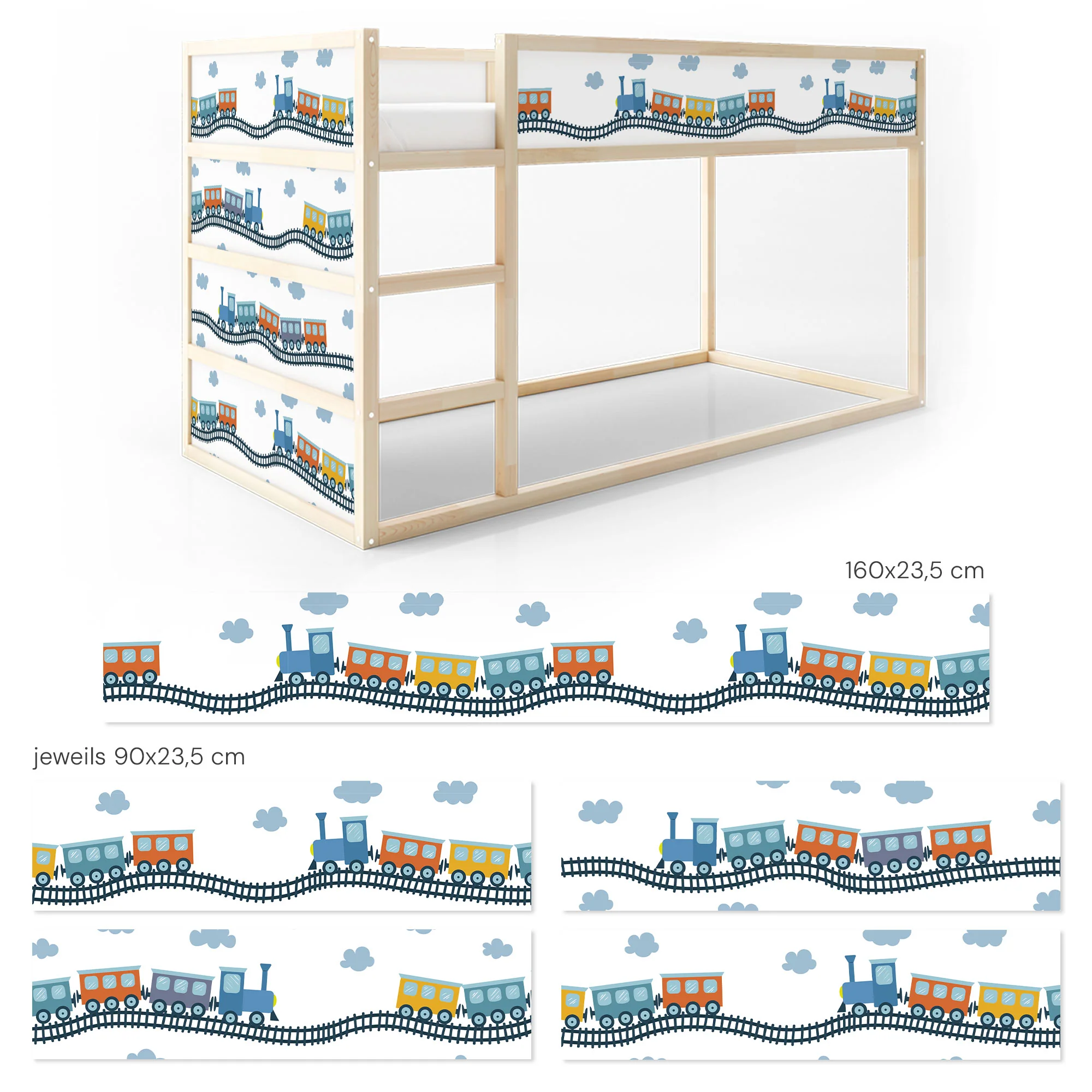 Bett­aufkleber Set für IKEA Kura - Züge - Image 7