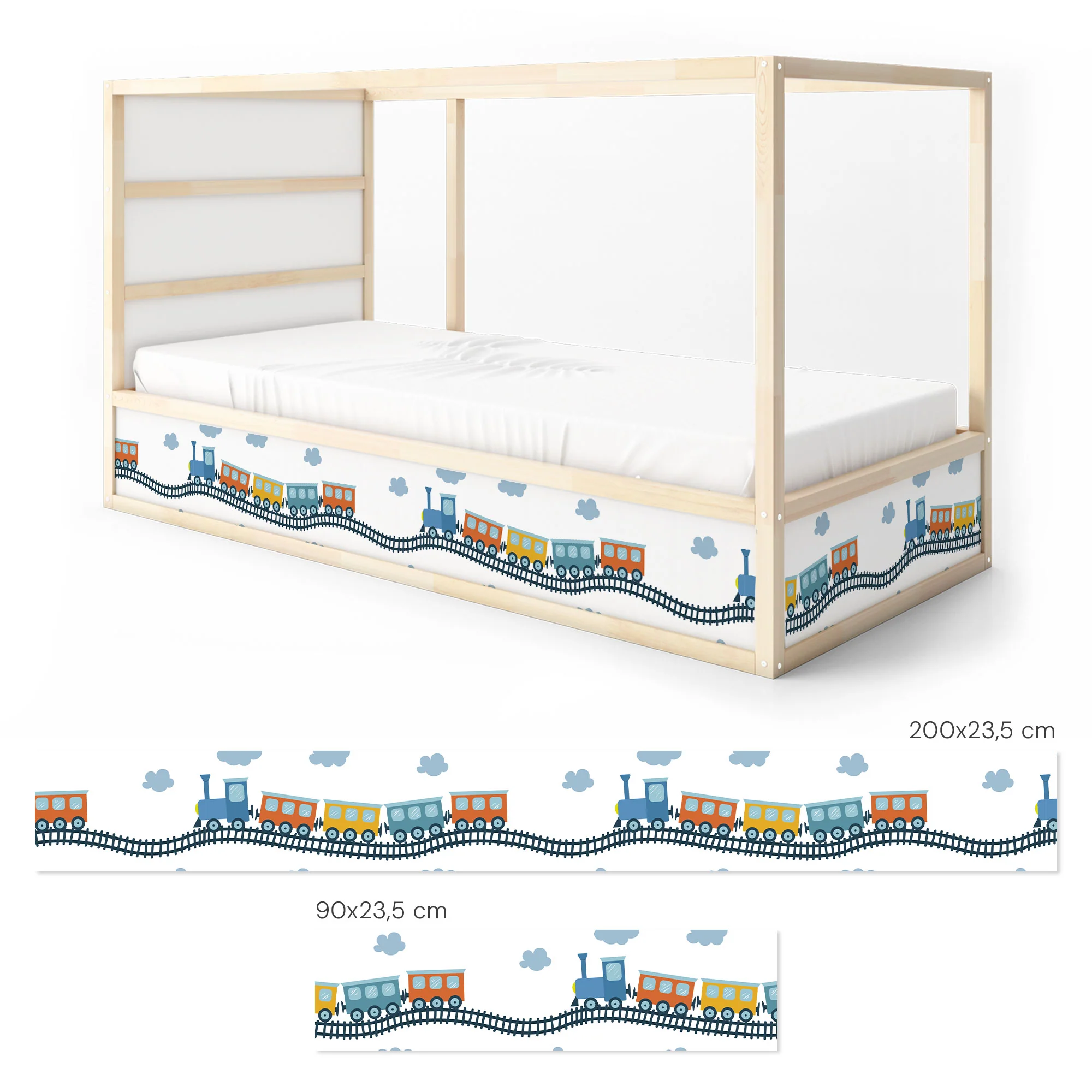 Bett­aufkleber Set für IKEA Kura - Züge - Image 8