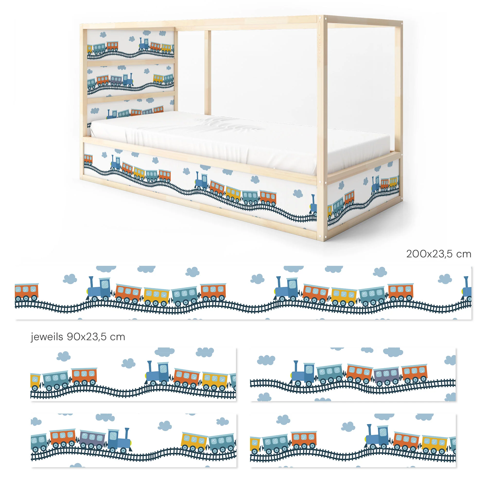 Bett­aufkleber Set für IKEA Kura - Züge - Image 9