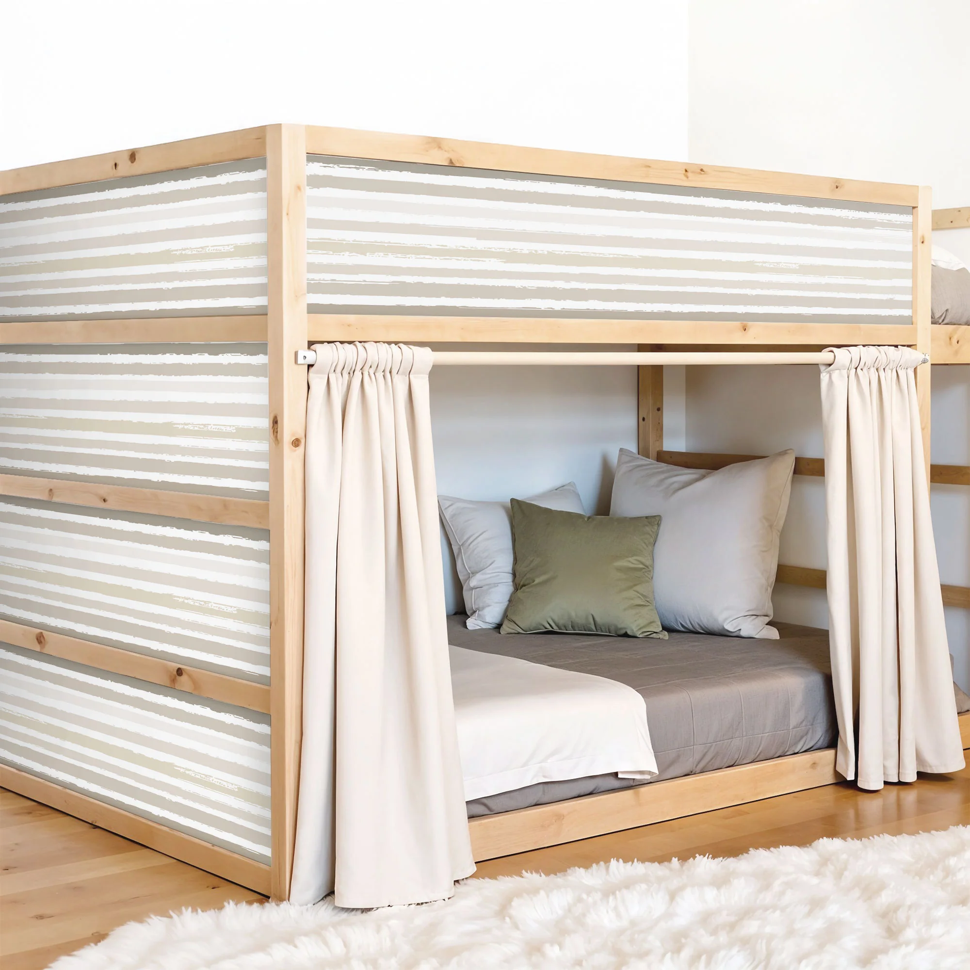 Bett­aufkleber Set für IKEA Kura - Aquarell Streifen - Image 3
