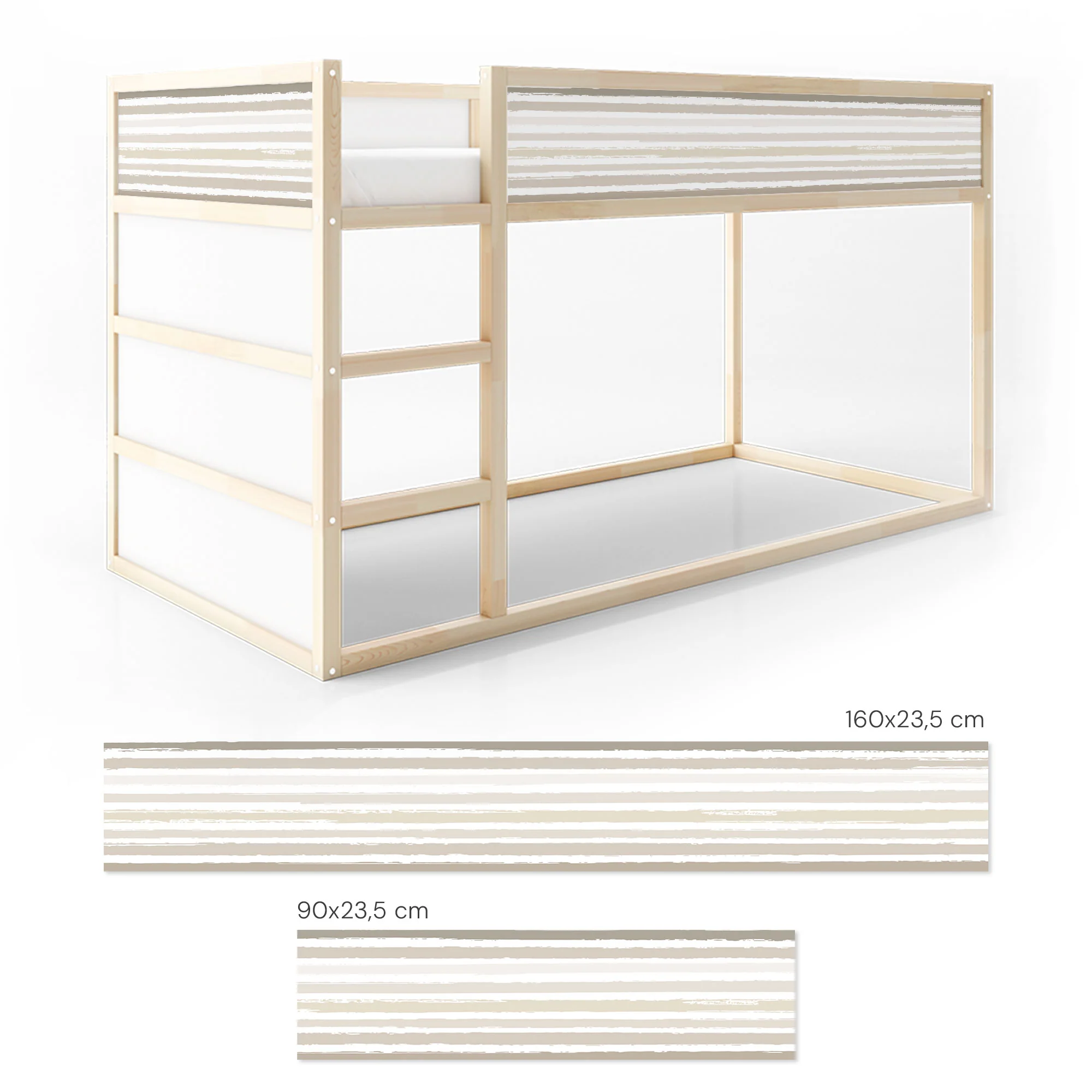 Bett­aufkleber Set für IKEA Kura - Aquarell Streifen - Image 6