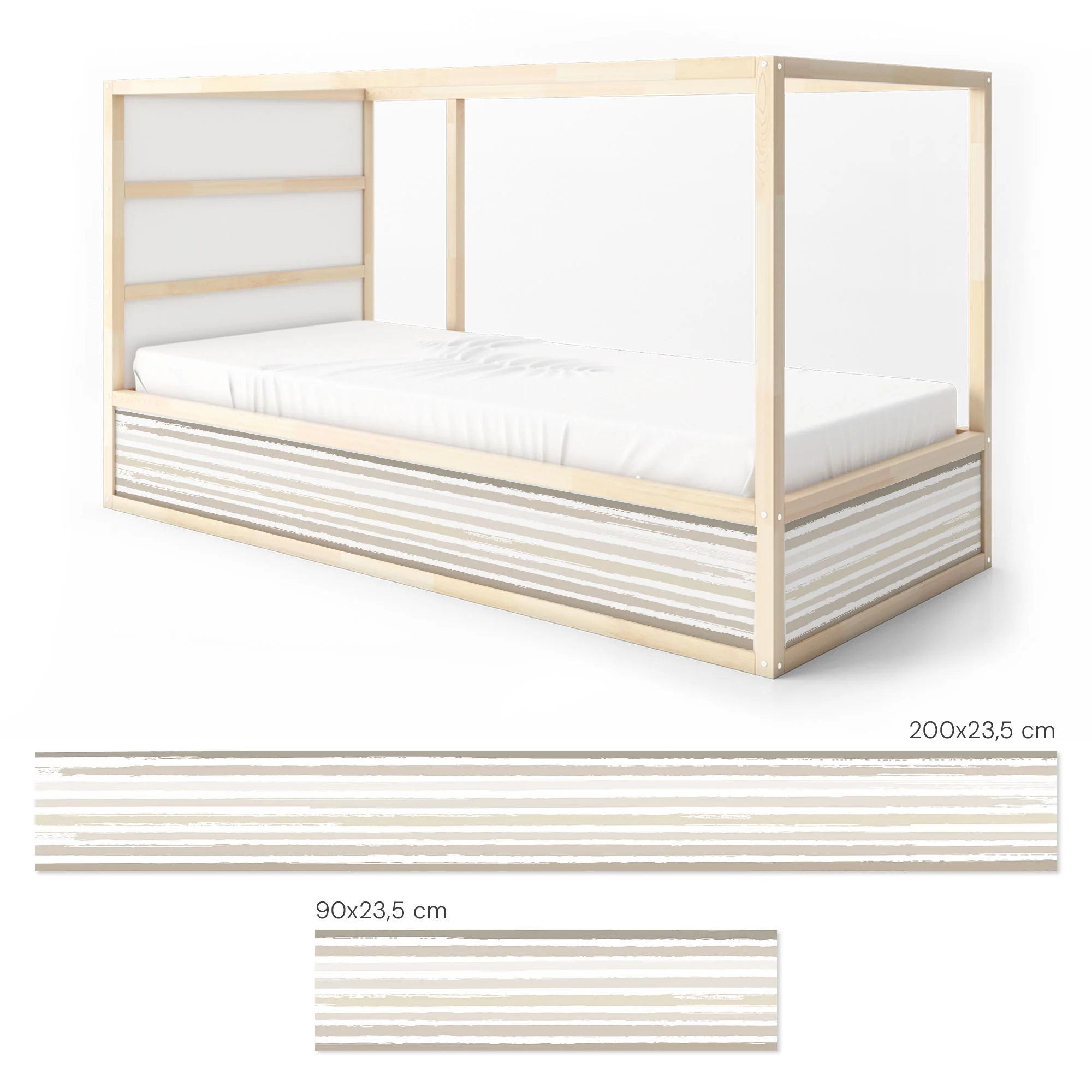 Bett­aufkleber Set für IKEA Kura - Aquarell Streifen - Image 7