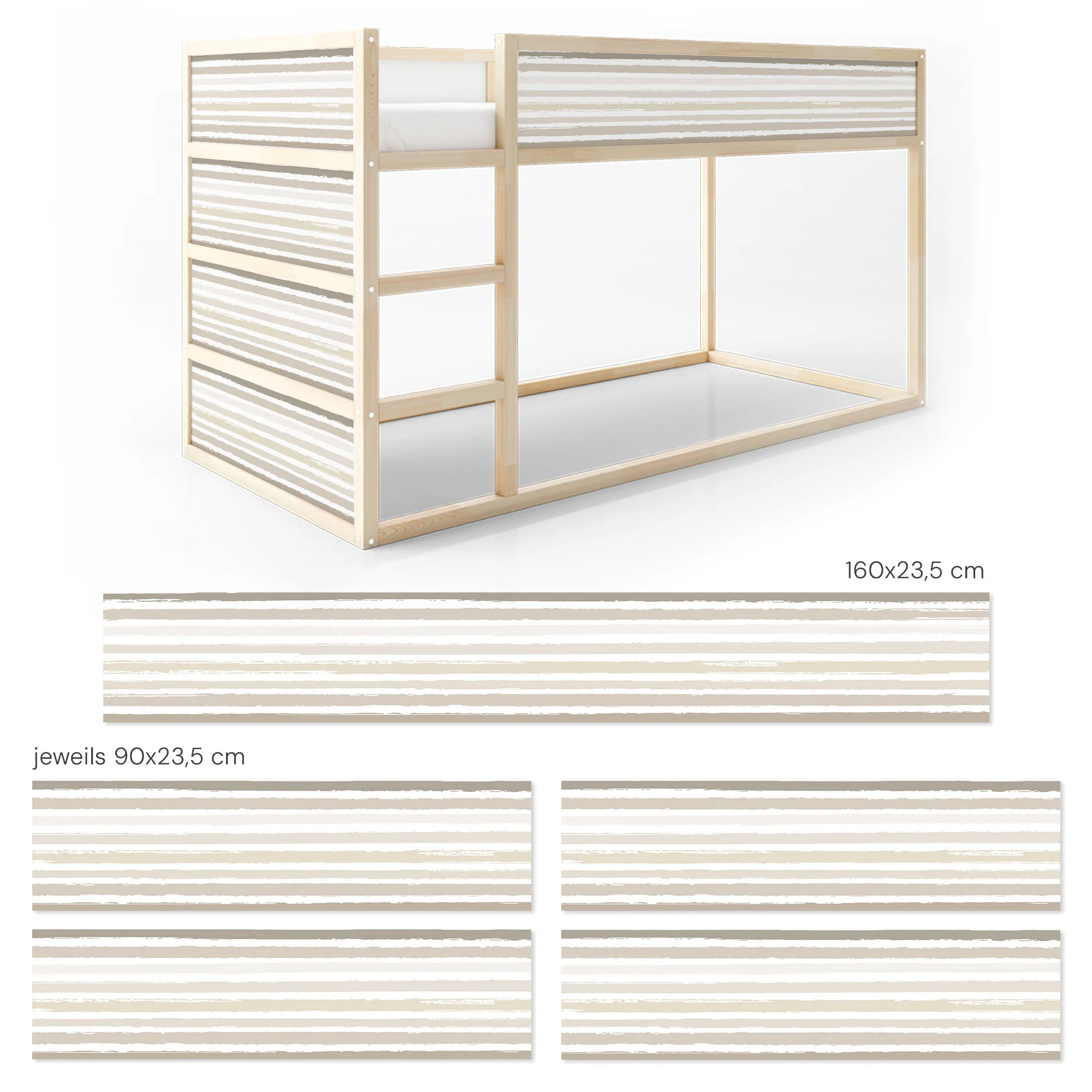 Bett­aufkleber Set für IKEA Kura - Aquarell Streifen - Image 8