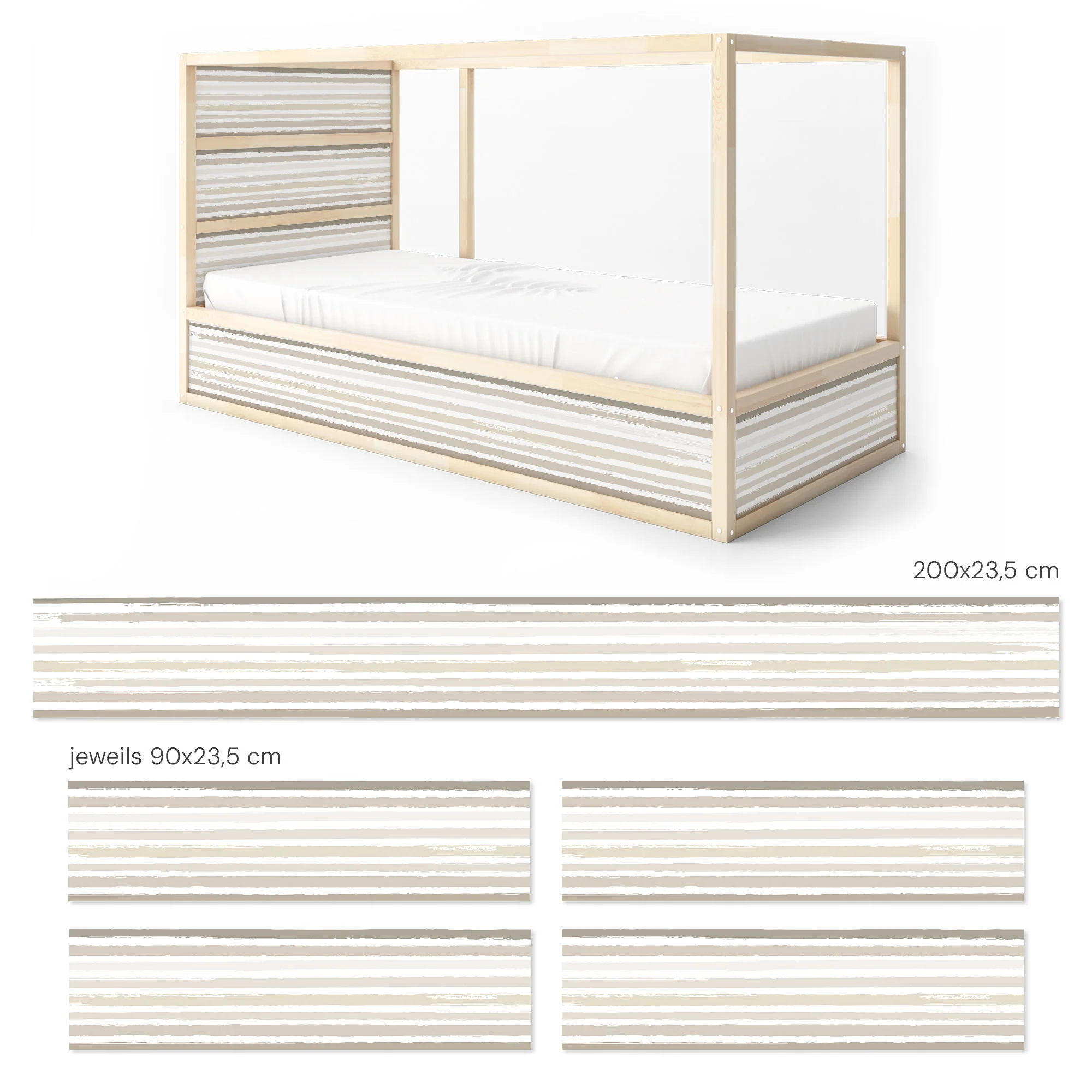 Bett­aufkleber Set für IKEA Kura - Aquarell Streifen - Image 9