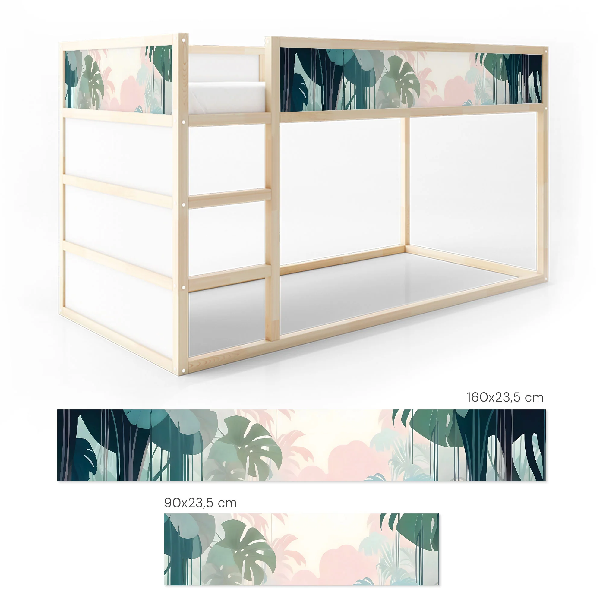 Bett­aufkleber Set für IKEA Kura - Dschungel Pastell - Image 6