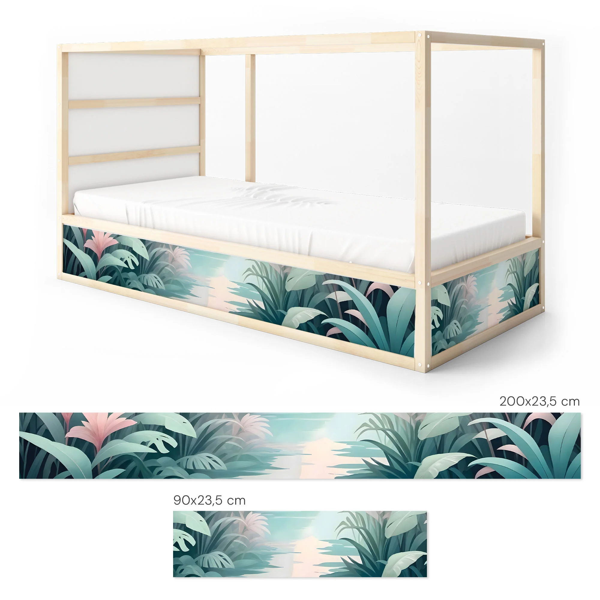 Bett­aufkleber Set für IKEA Kura - Dschungel Pastell - Image 7