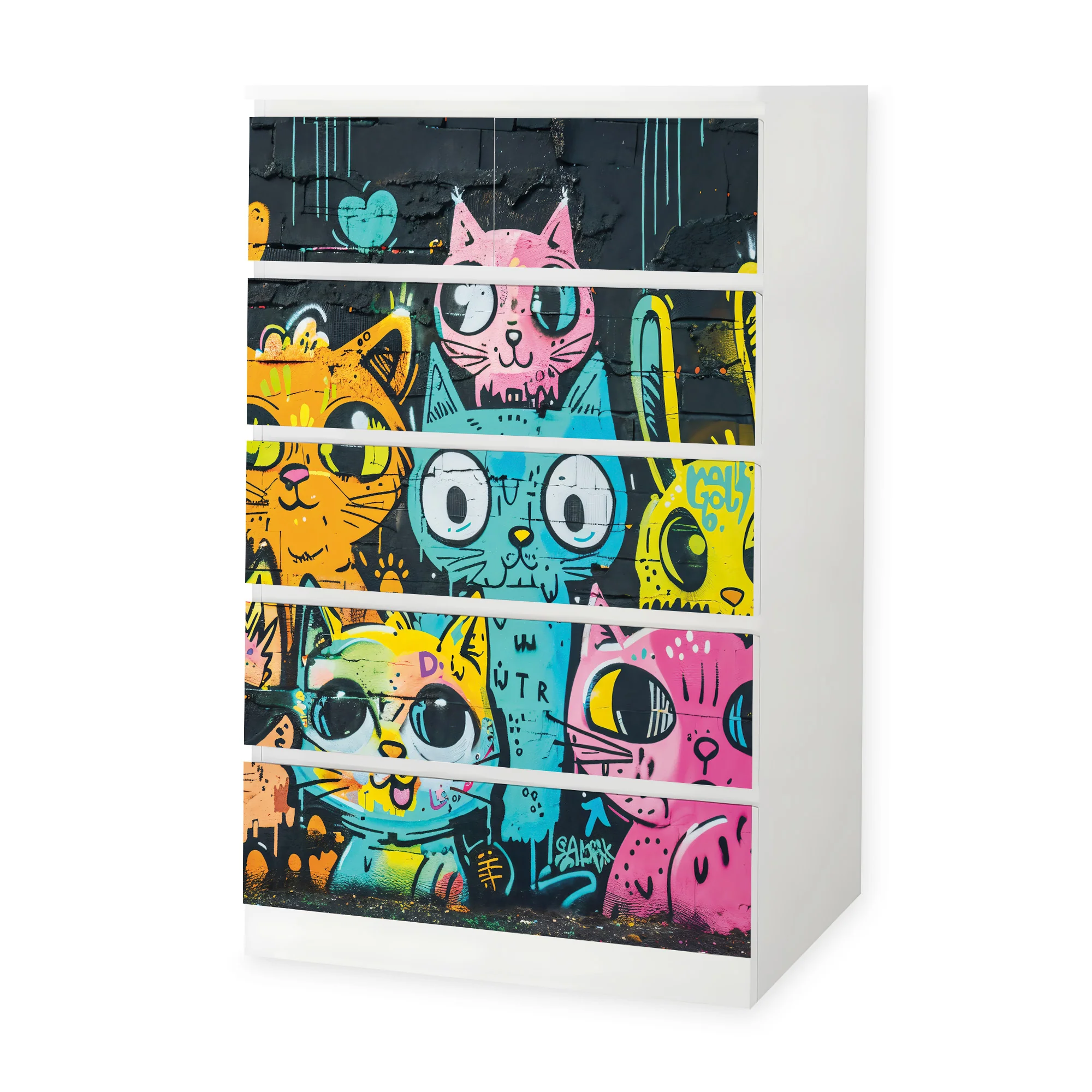 IKEA Malm Möbelfolie Graffiti Katzen - Image 9