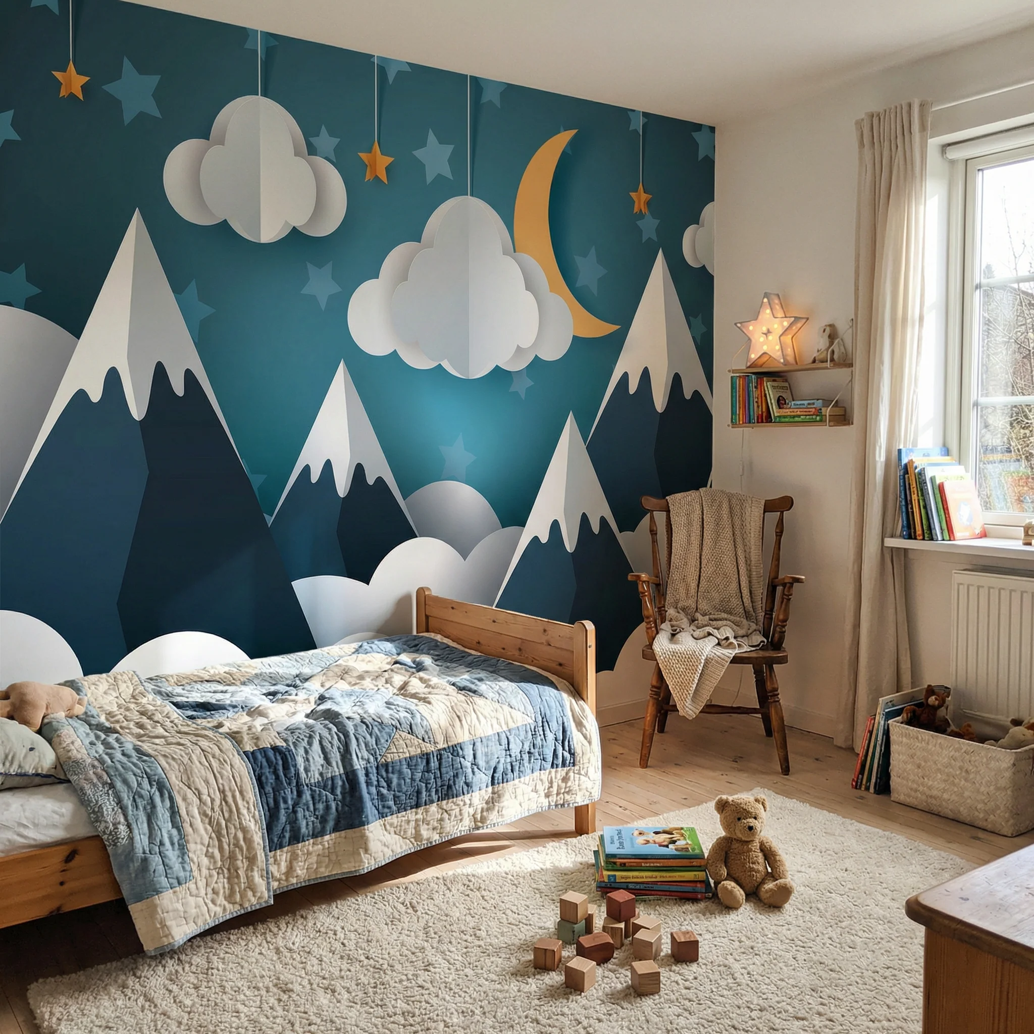 Kinder­tapete Berge 3D blau - Image 3
