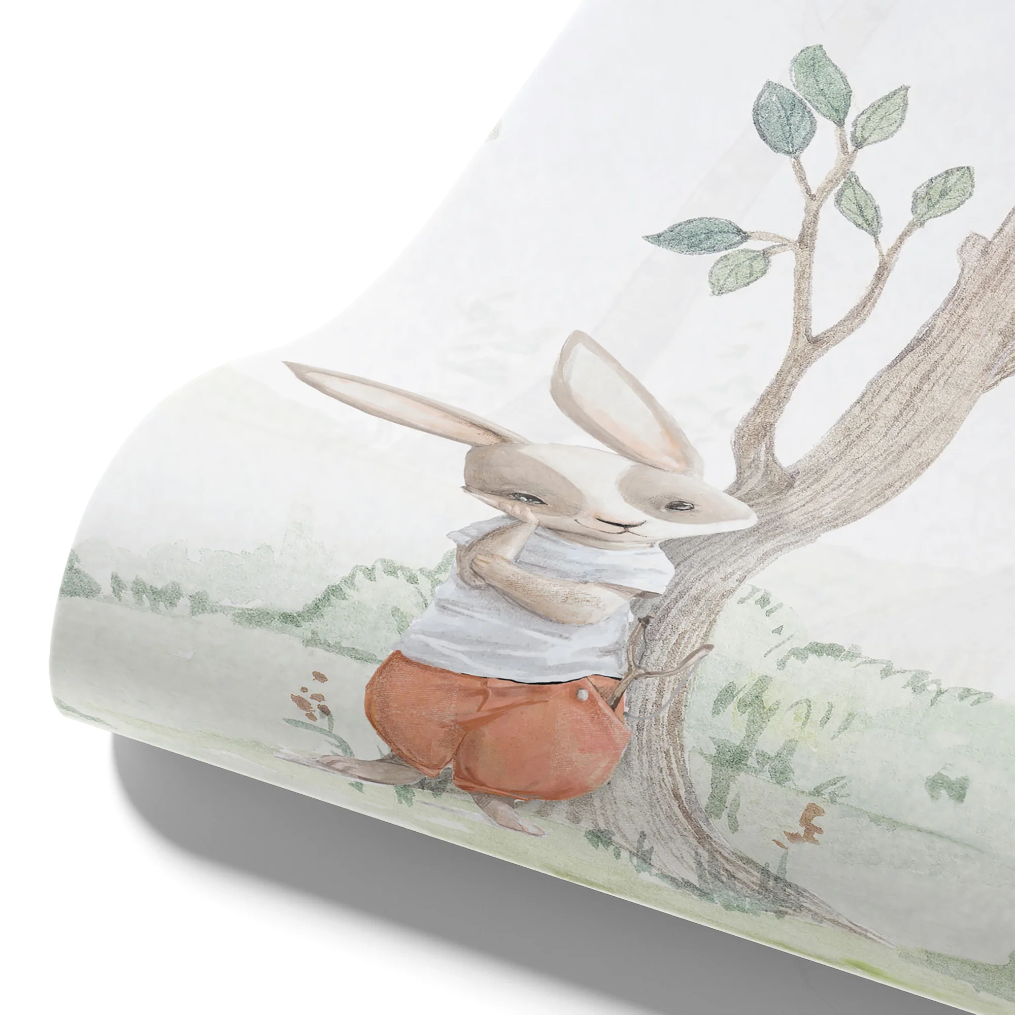 Kindertapete Birken­wald Aquarell mit Hasen - Image 6