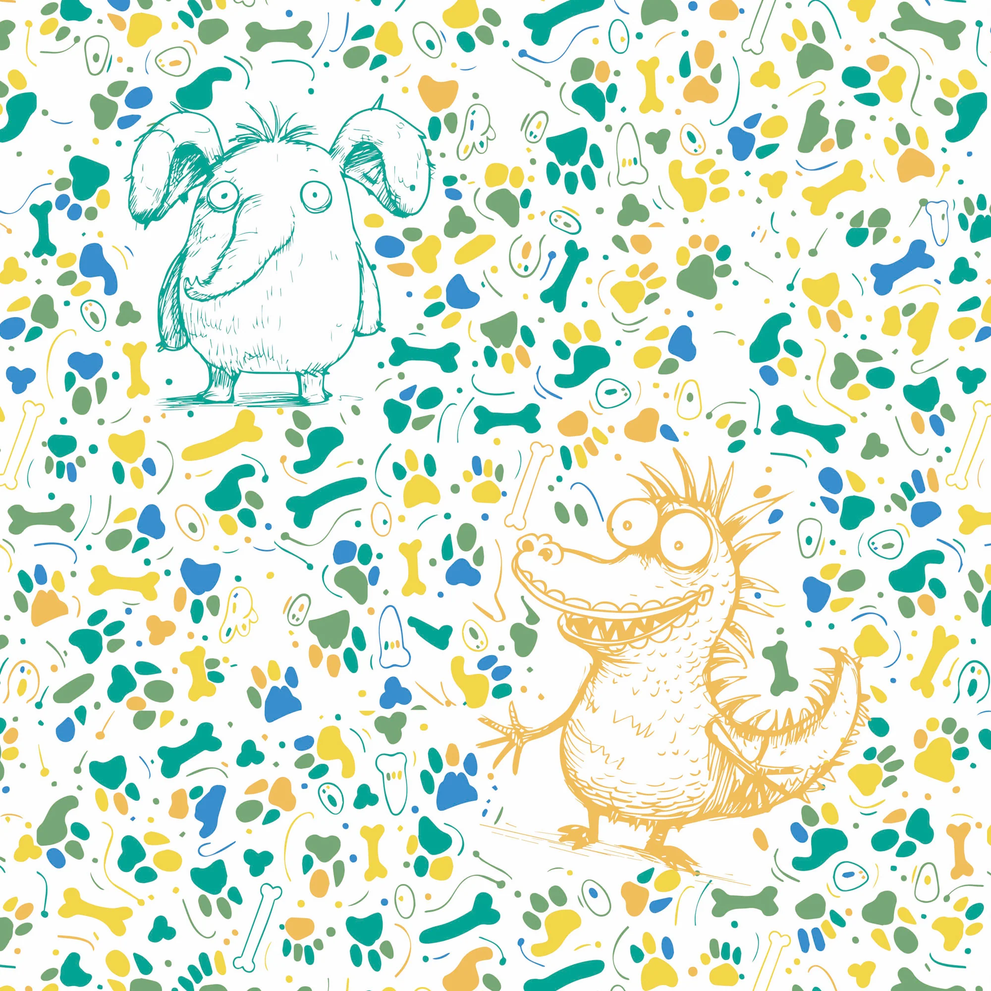 Kindertapete Doodle Tiere - Image 2
