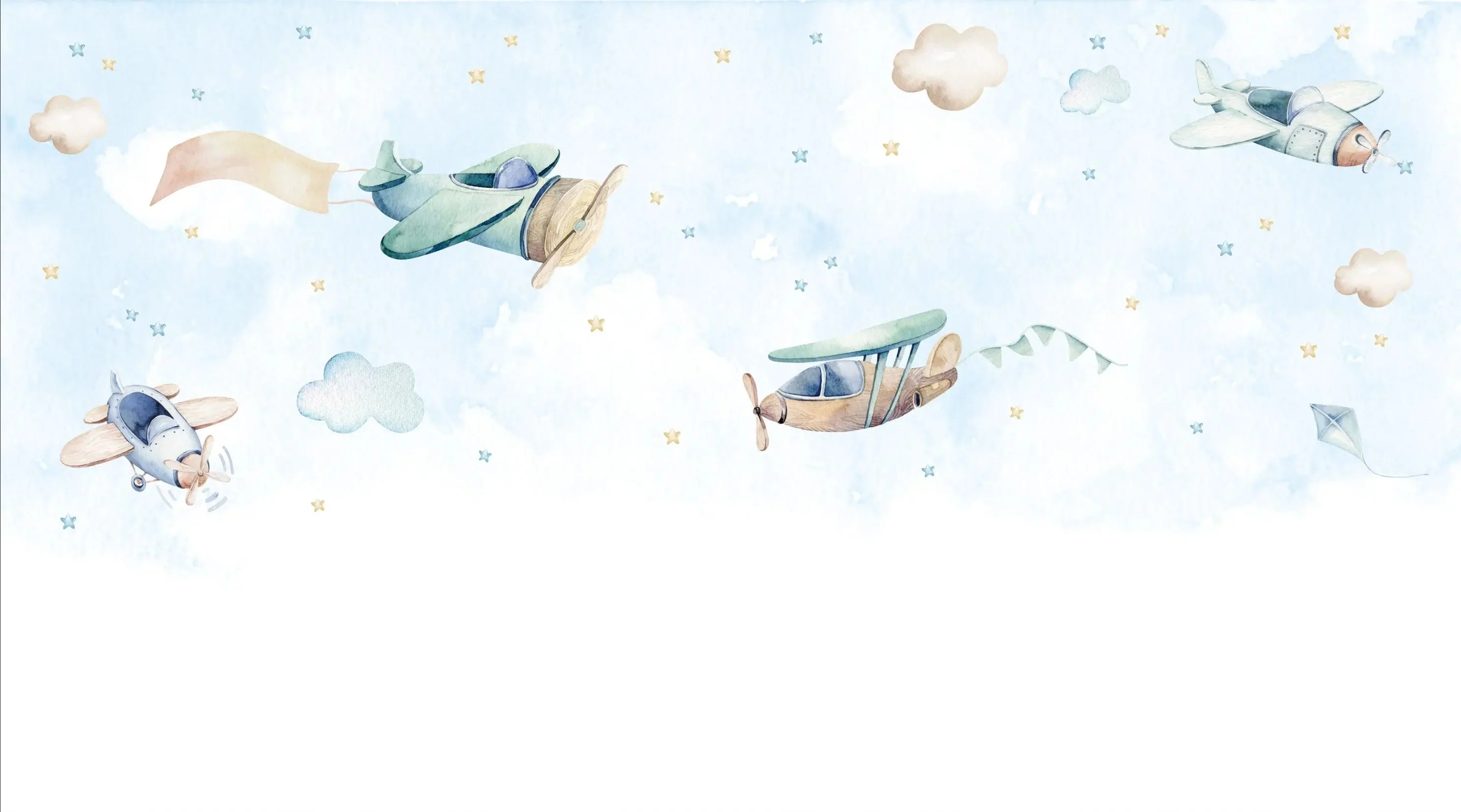 Kindertapete Flugzeuge Aquarell - Image 6