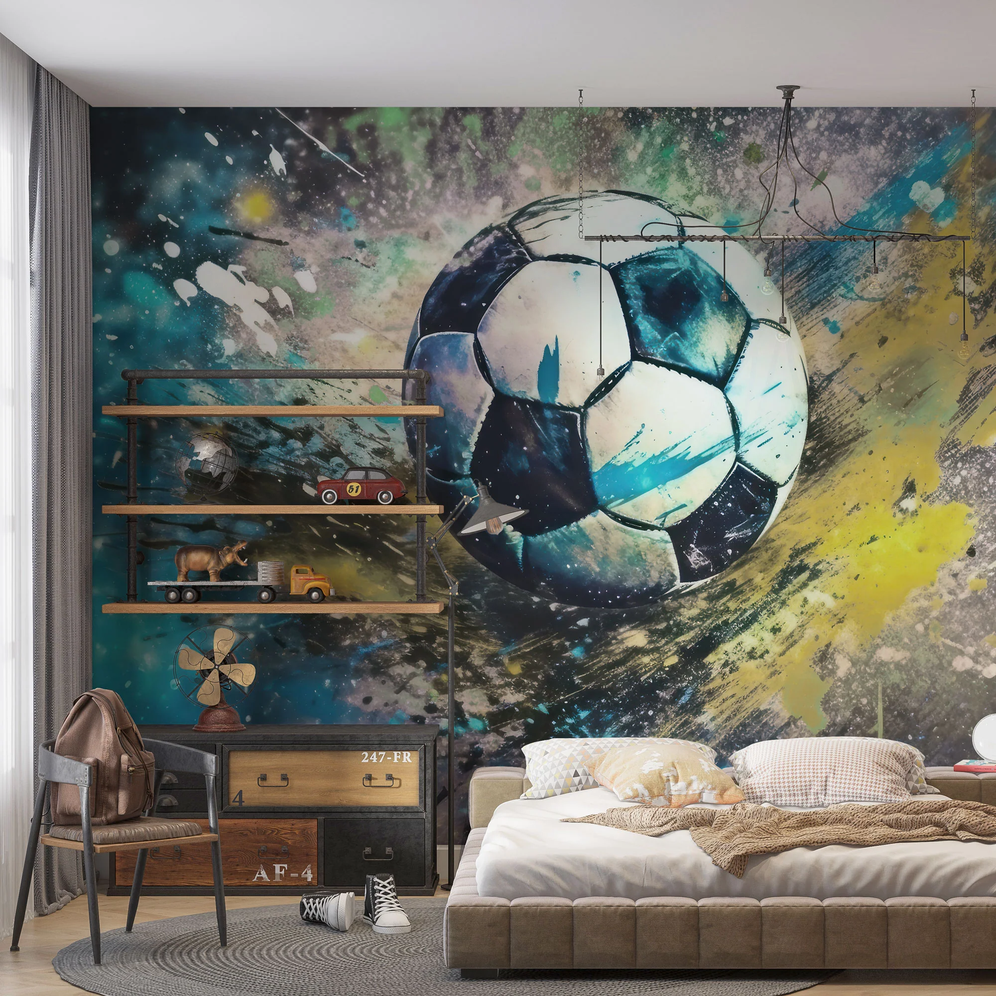 Kinder­tapete Fußball Water­color - Image 3