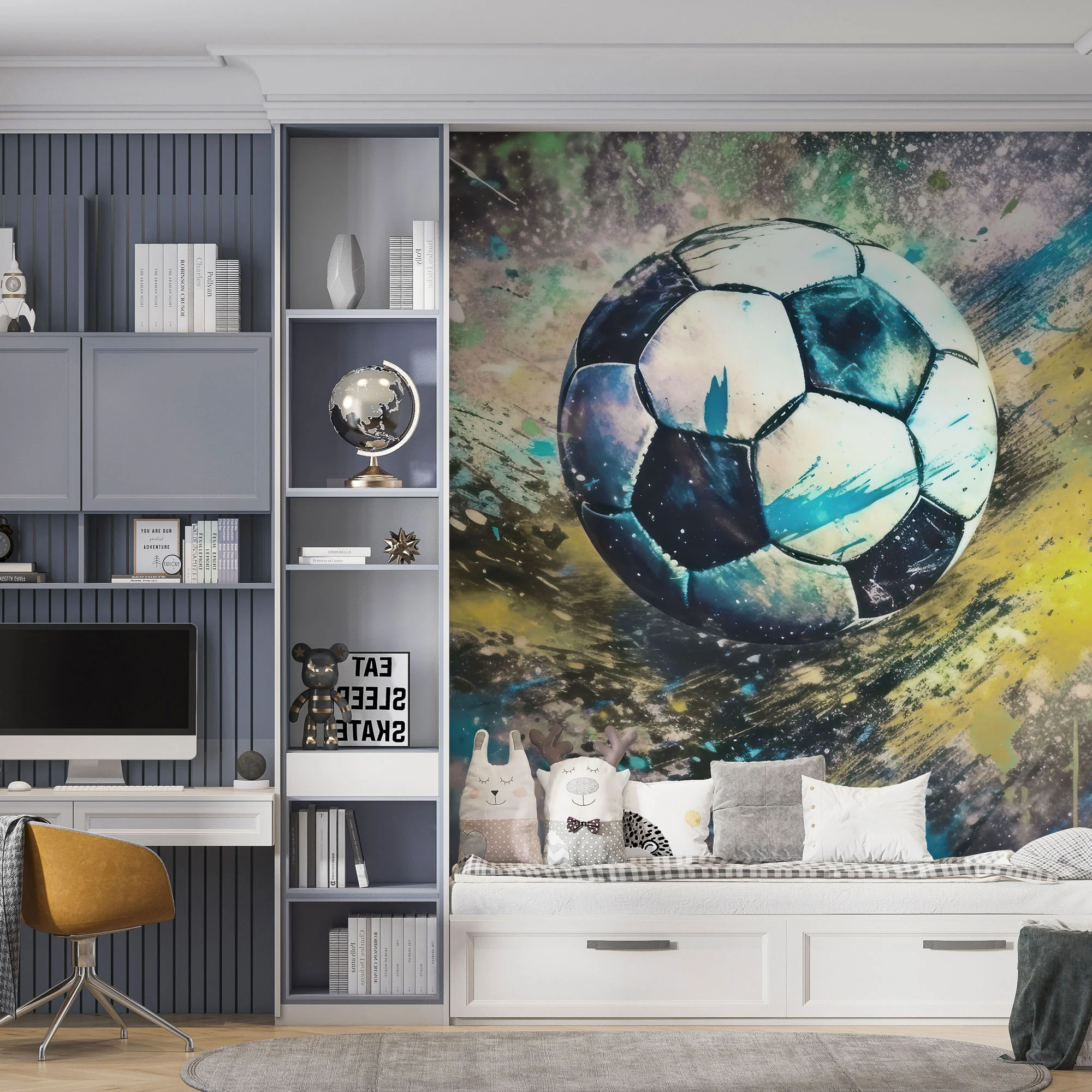 Kinder­tapete Fußball Water­color - Image 4