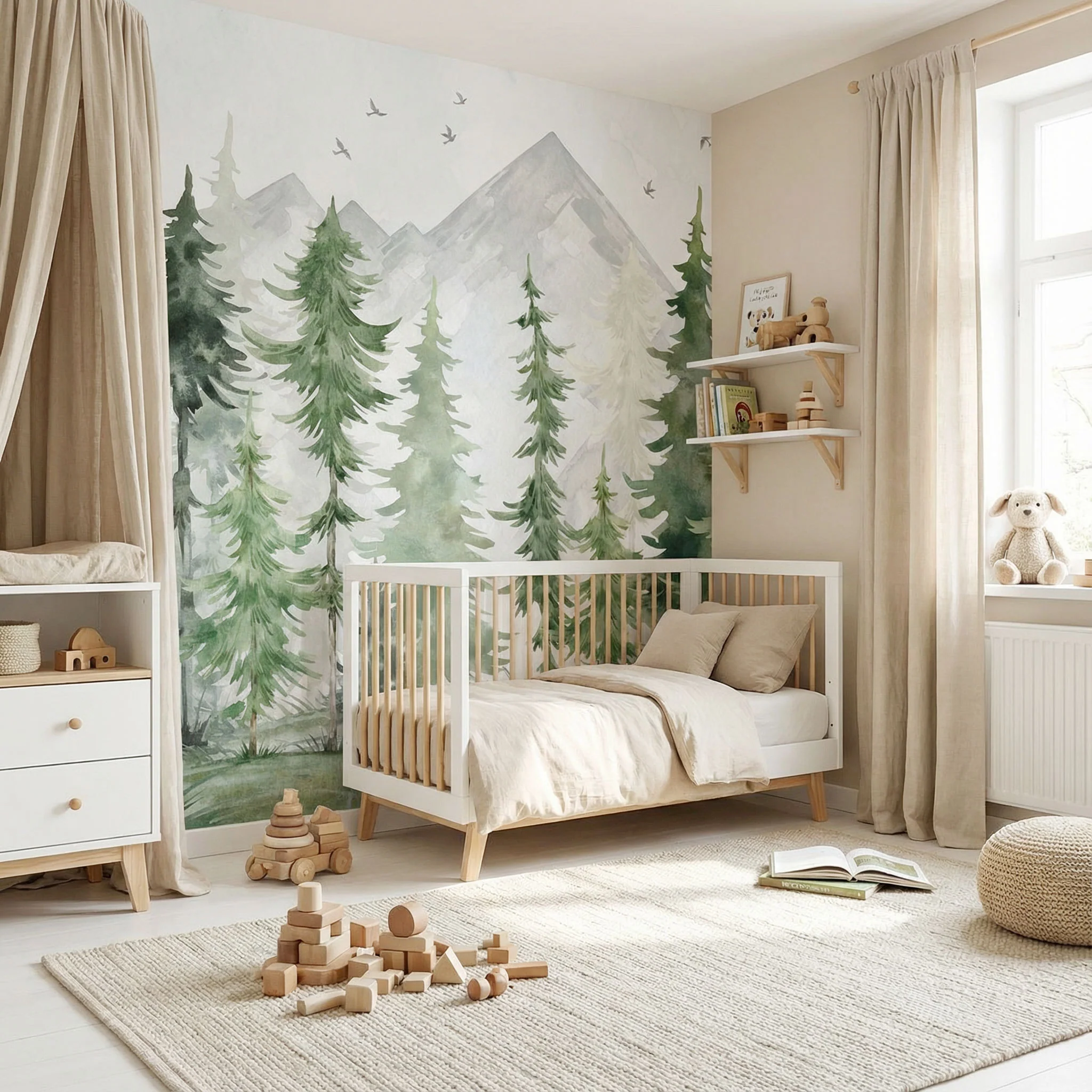 Kindertapete Tannenwald Aquarell - Image 3