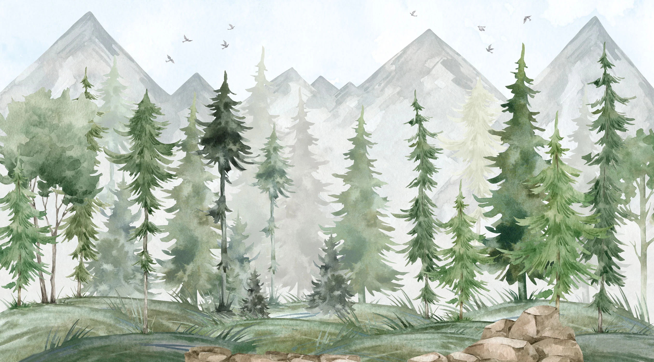 Kindertapete Tannenwald Aquarell - Image 6