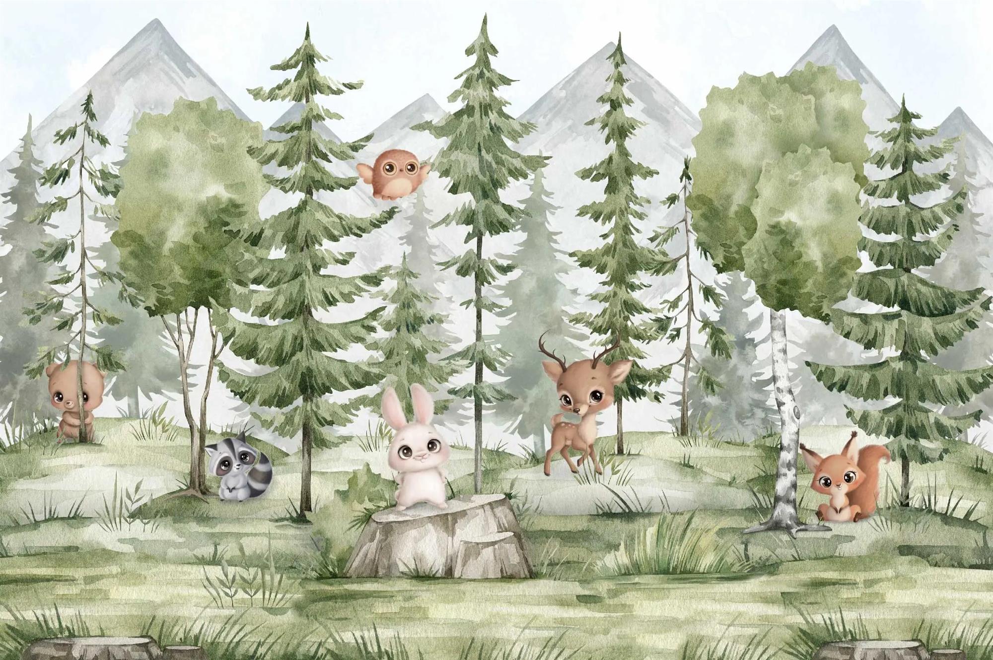 Kindertapete Tannen­wald mit Tie­ren - Image 5
