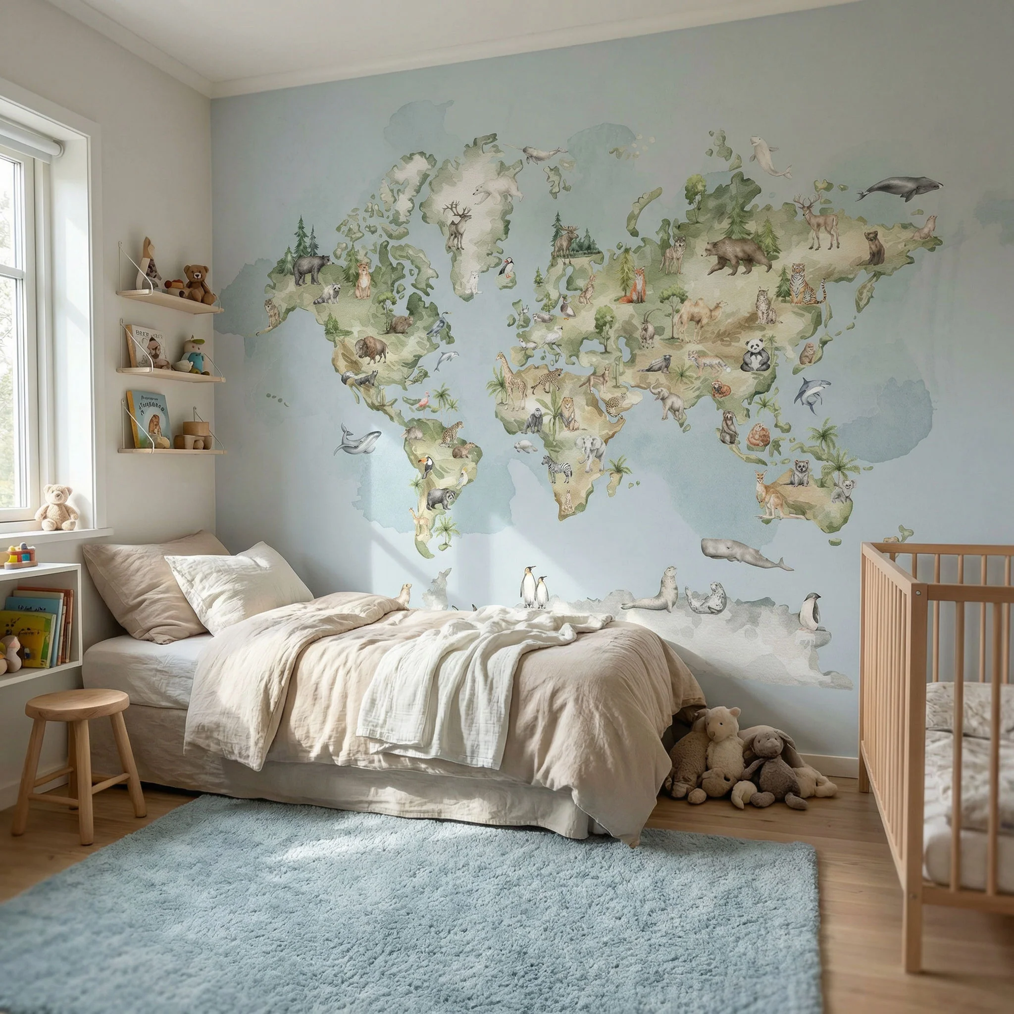 Kinder­tapete Welt­karte Aquarell - Image 3