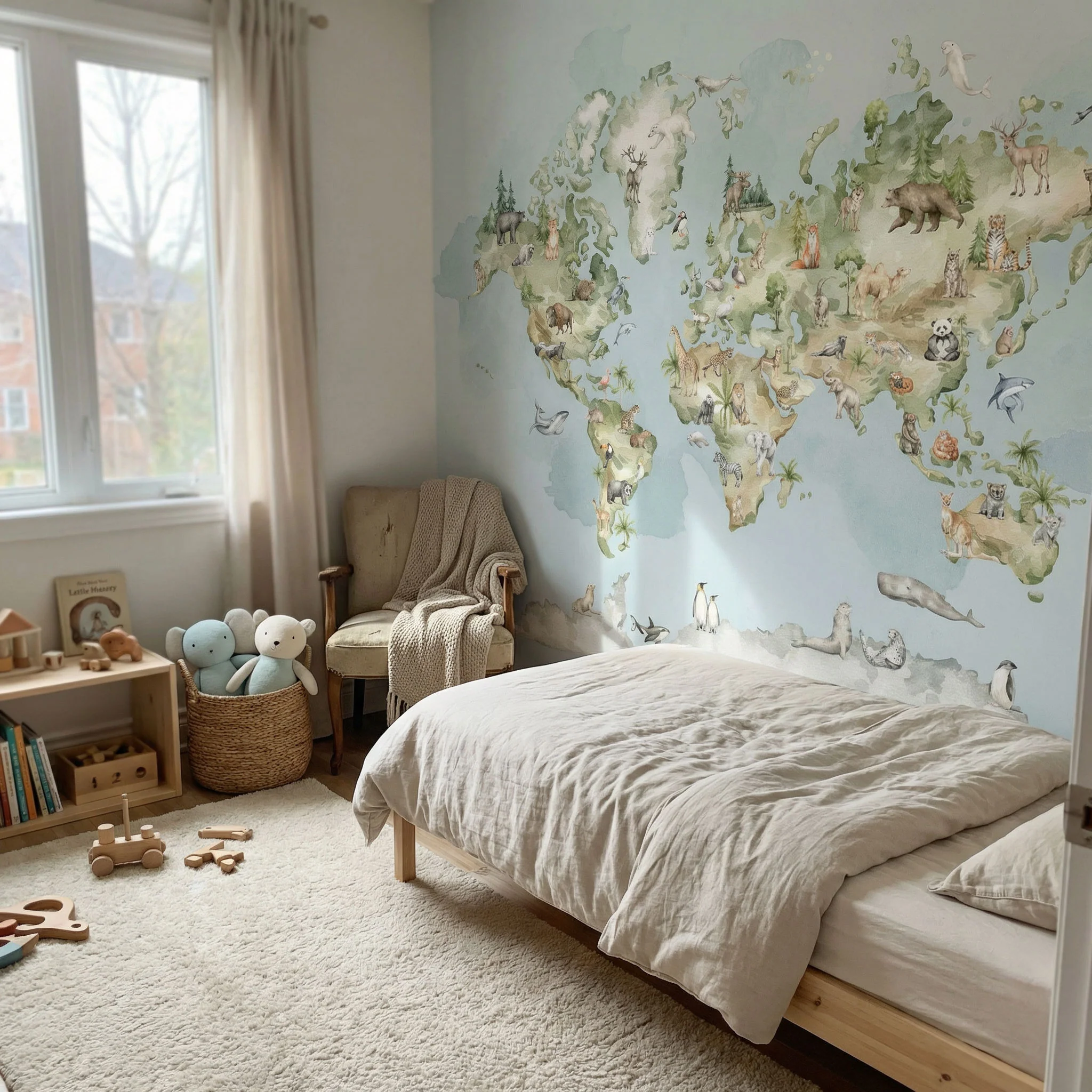 Kinder­tapete Welt­karte Aquarell - Image 4