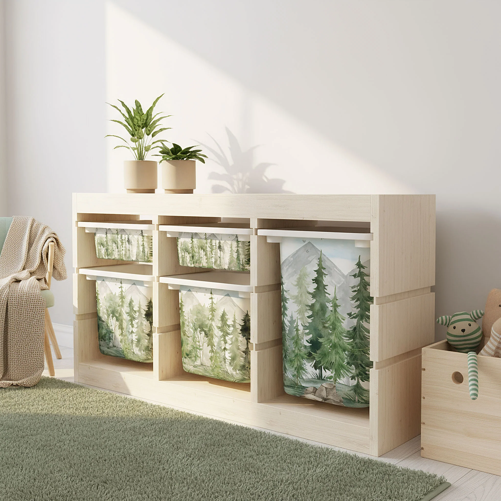 Möbelfolie für IKEA Trofast - Tannenwald Aquarell - Image 3