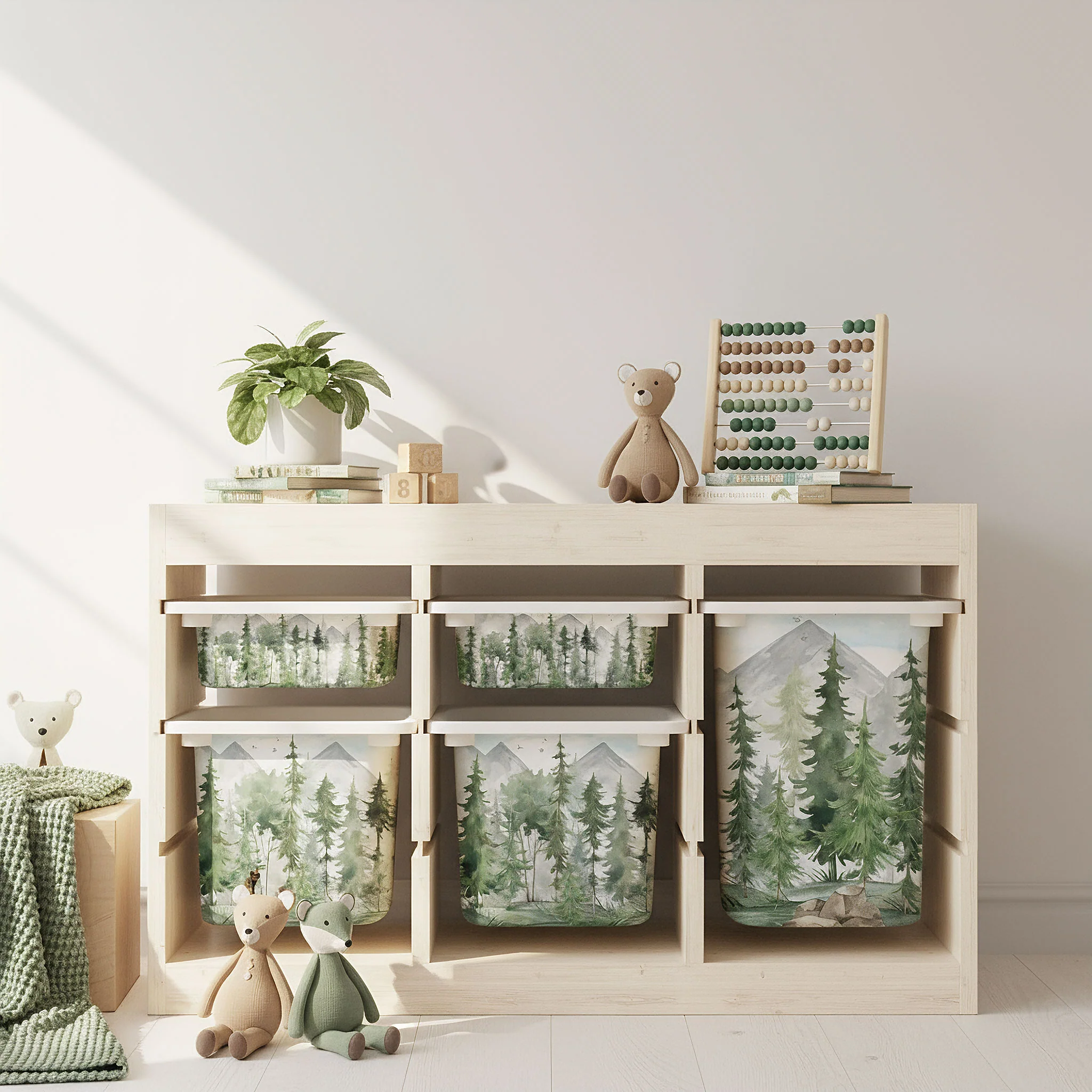 Möbelfolie für IKEA Trofast - Tannenwald Aquarell - Image 4