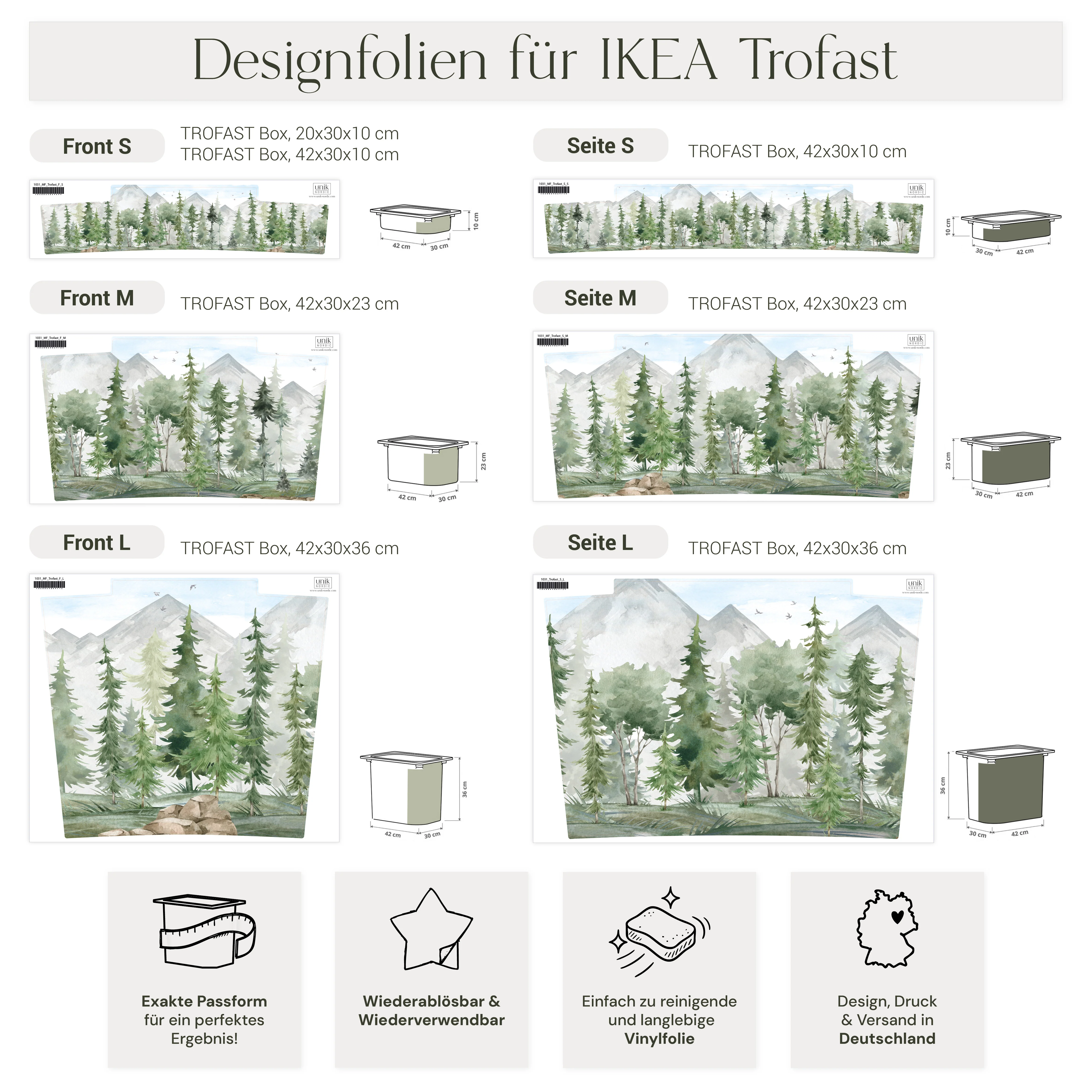 Möbelfolie für IKEA Trofast - Tannenwald Aquarell - Image 5
