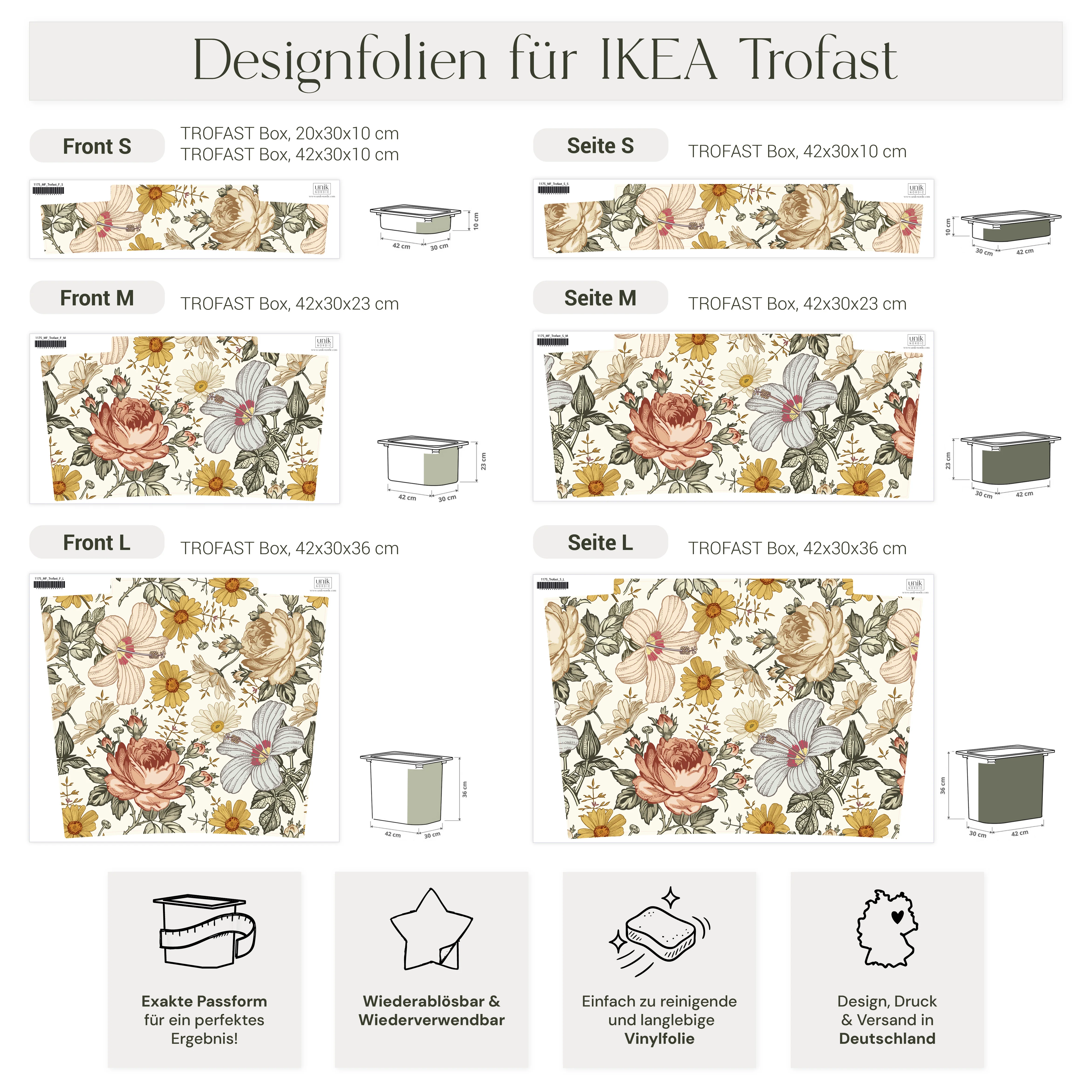 Möbelfolie für IKEA Trofast - Vintage Blumen - Image 6