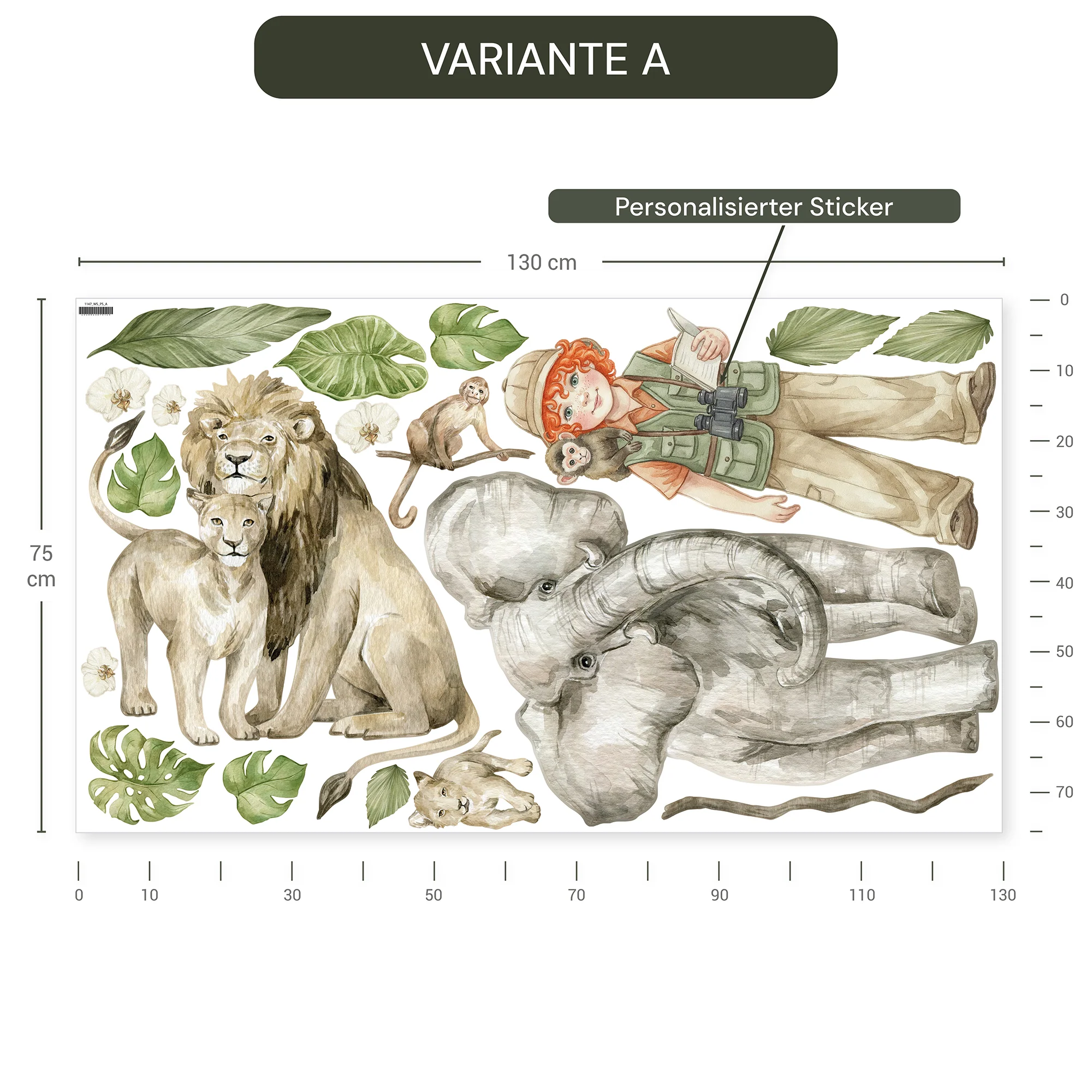 Personalisierte Wandsticker Safari Aquarell - Image 5