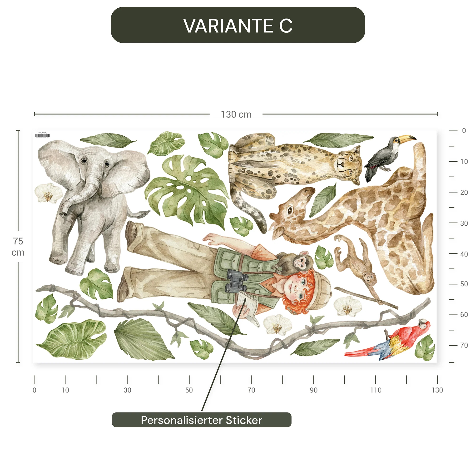 Personalisierte Wandsticker Safari Aquarell - Image 7