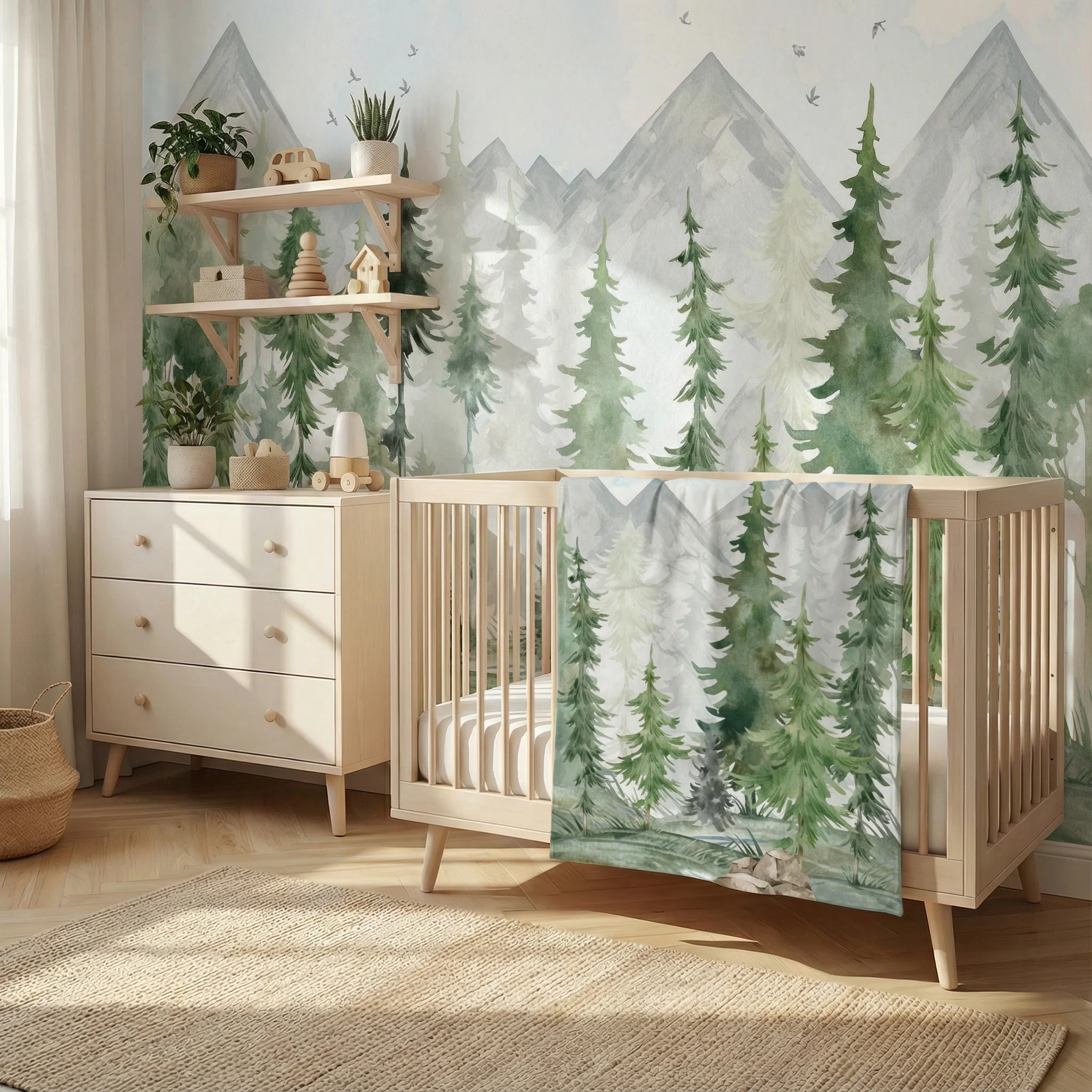 Kuscheldecke Tannenwald Aquarell - Image 3