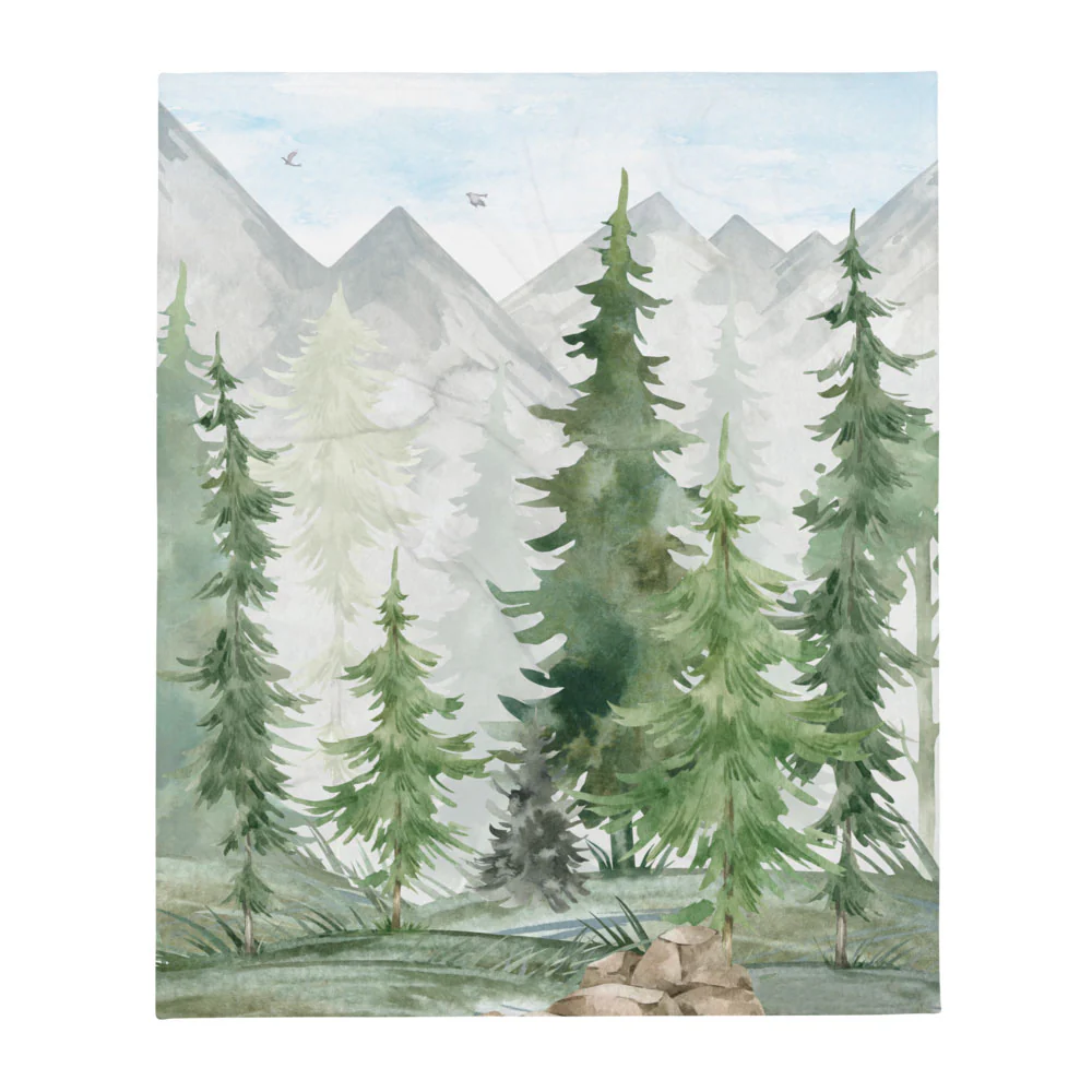Kuscheldecke Tannenwald Aquarell - Image 5