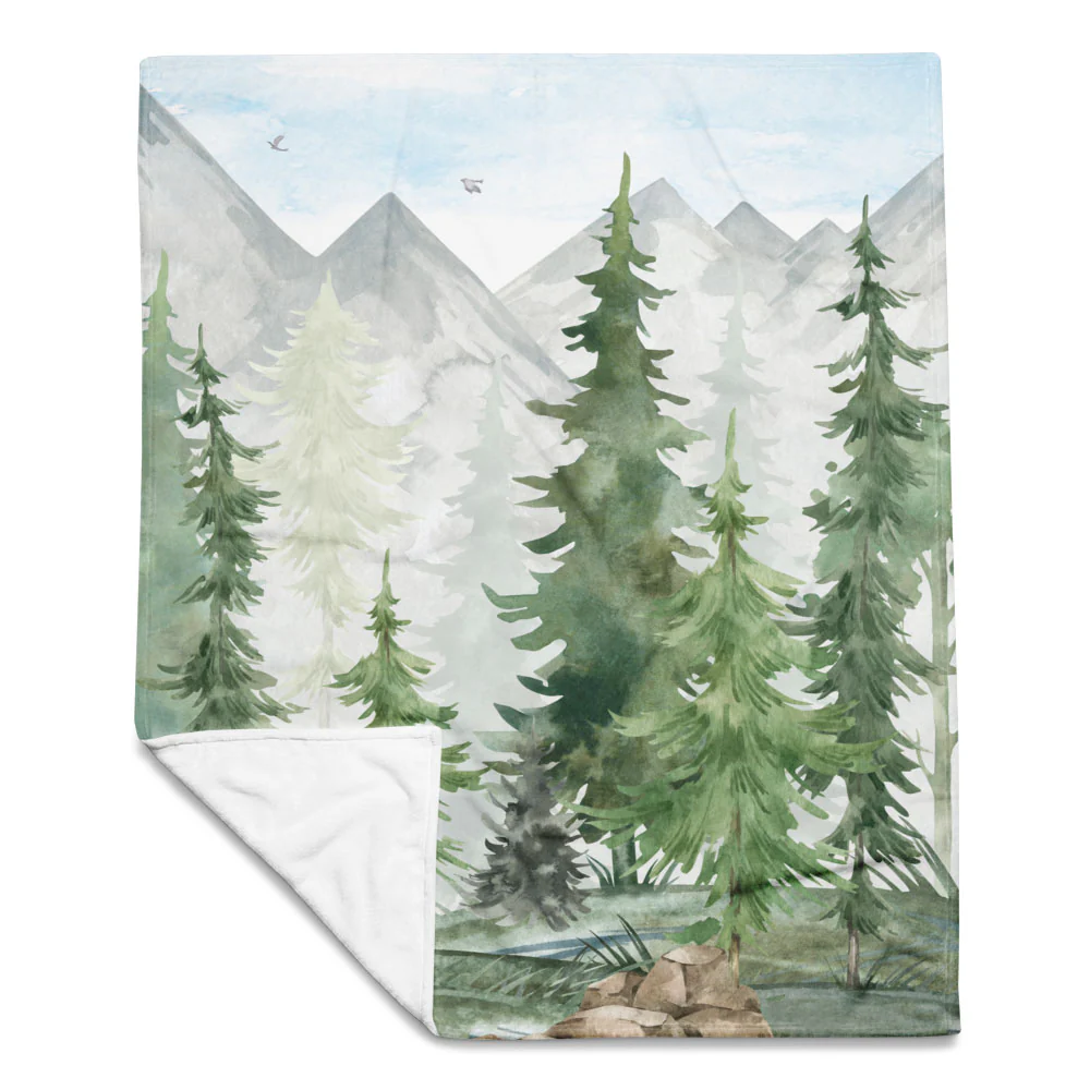 Kuscheldecke Tannenwald Aquarell - Image 6