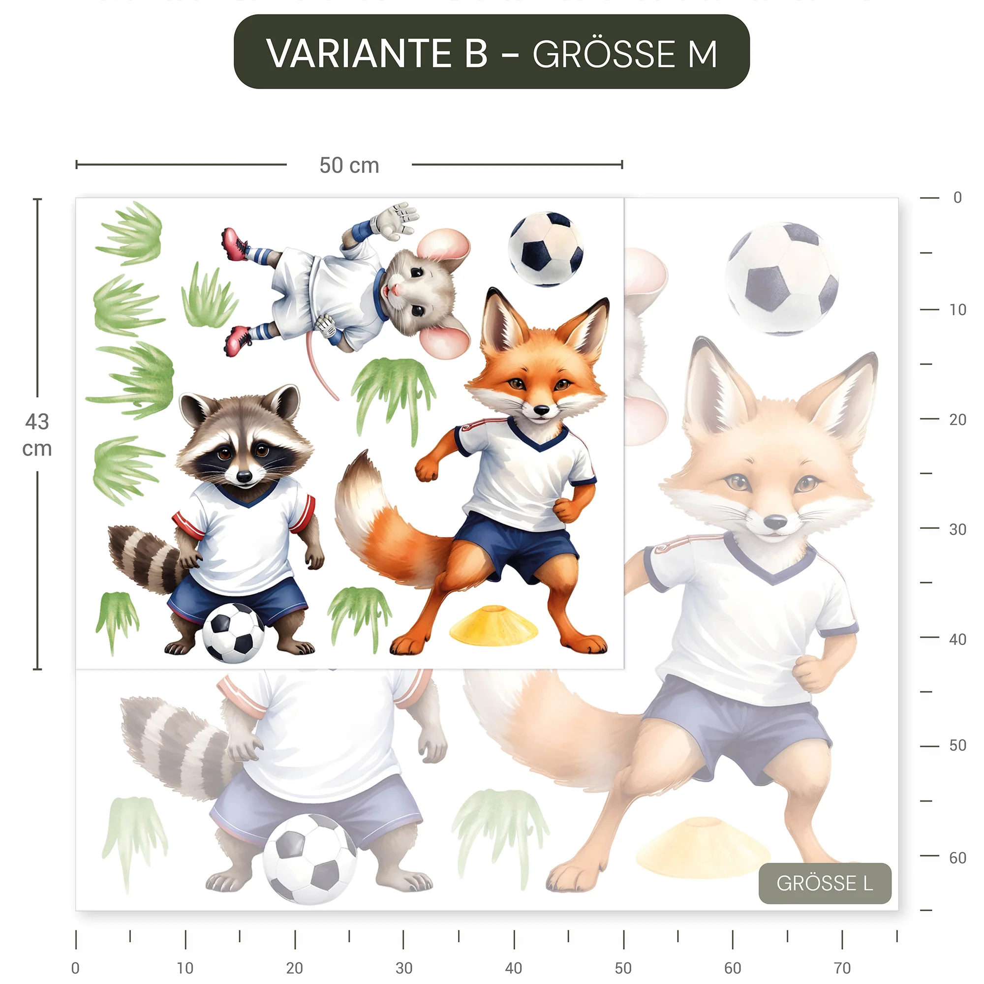 Wandsticker Fußball Waldtiere - Image 10