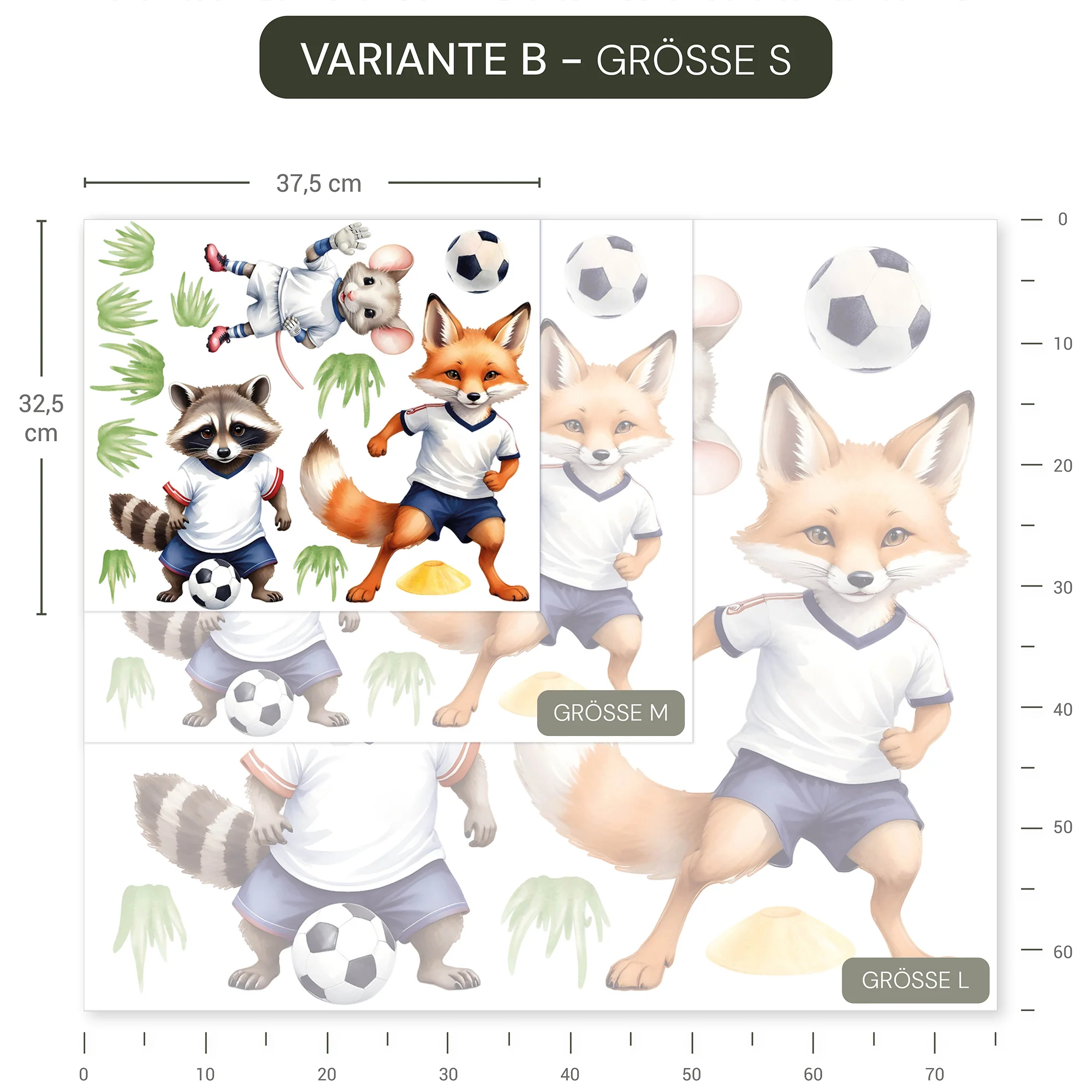 Wandsticker Fußball Waldtiere - Image 11